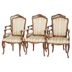 Set of Six French Louis XV Style Walnut Arm Chairs by Kindel, 20th Century