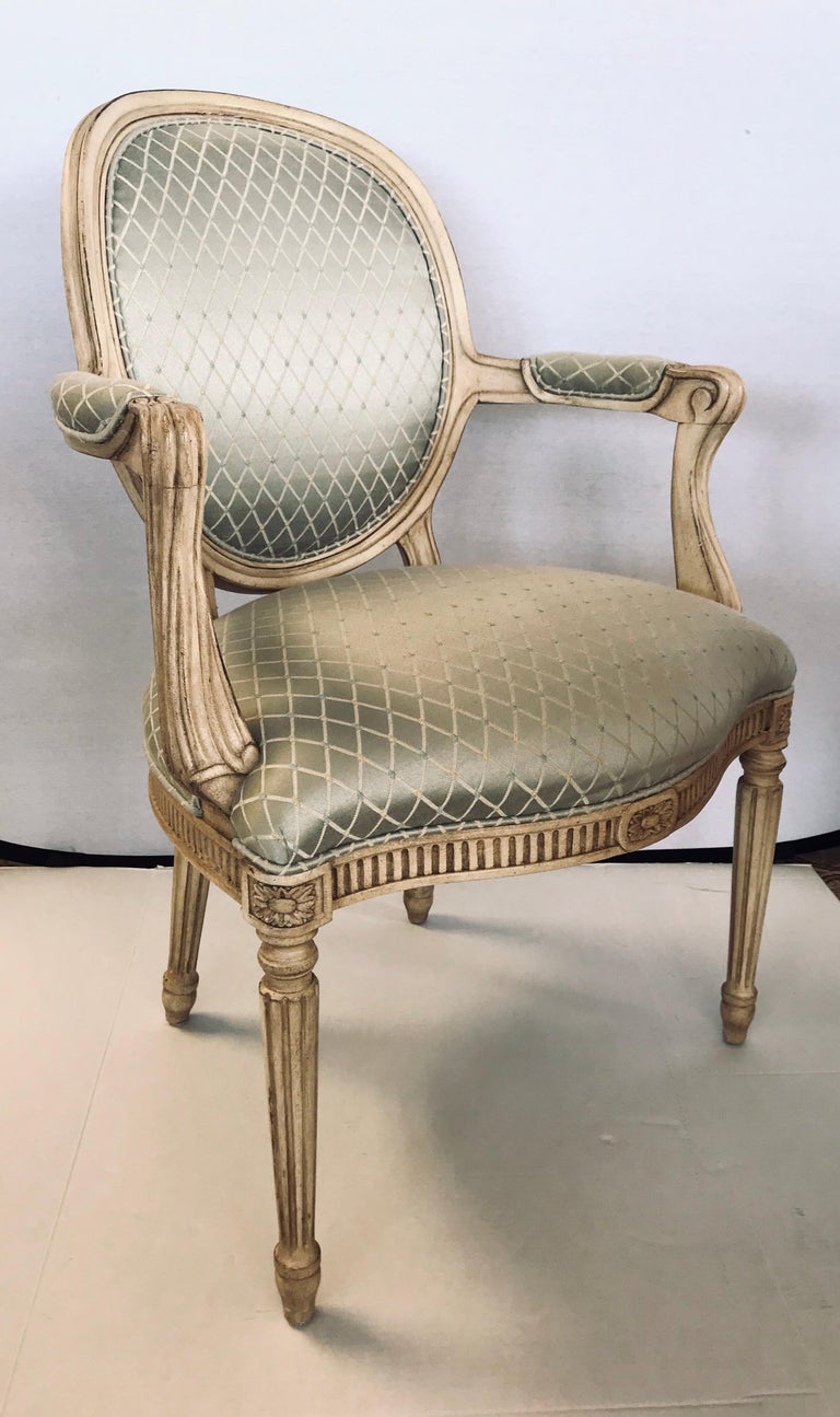 Set of Six French Louis XVI Oval Back Dining Chairs at 1stDibs