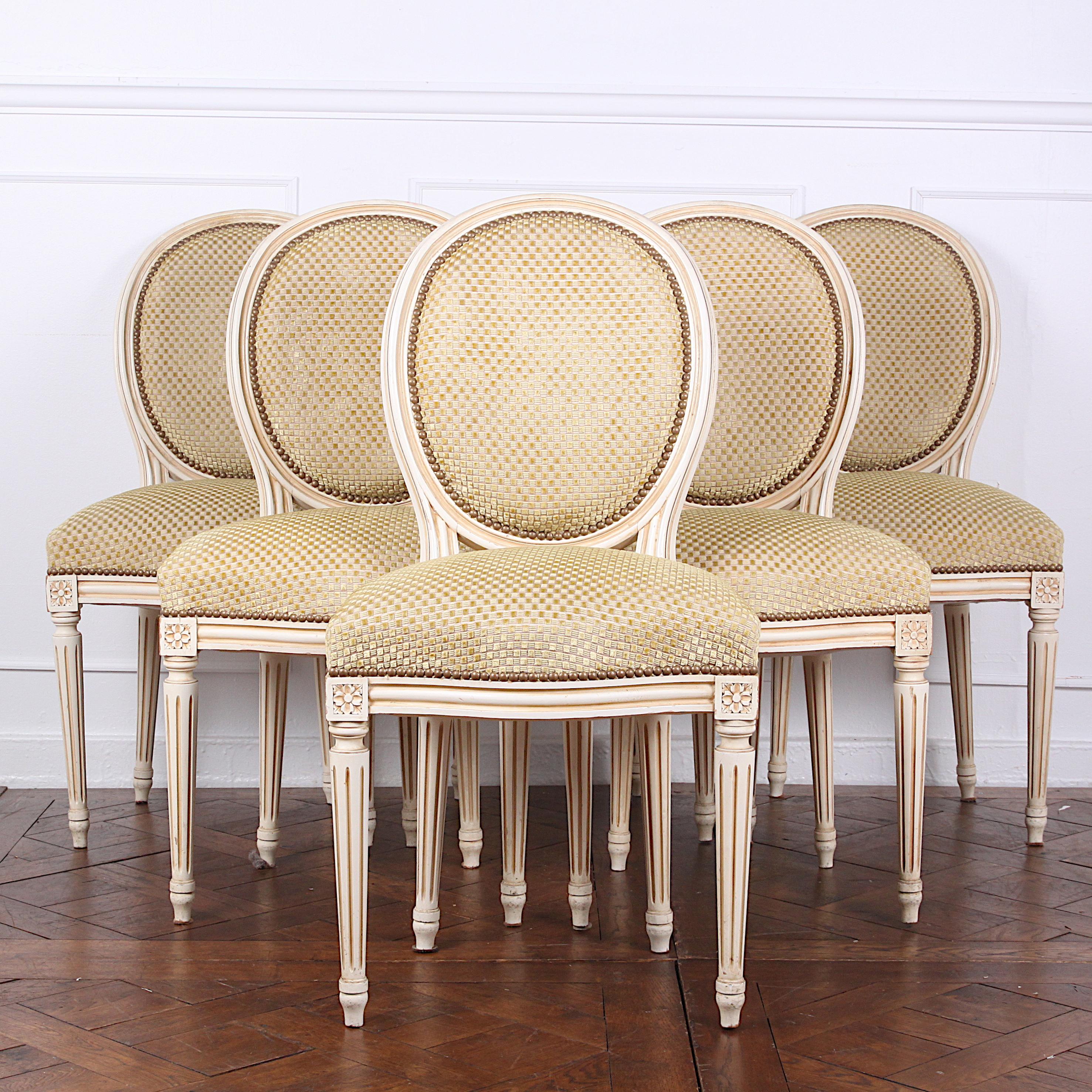 Set of Four French Louis XVI Style Cameo Back Chairs 3