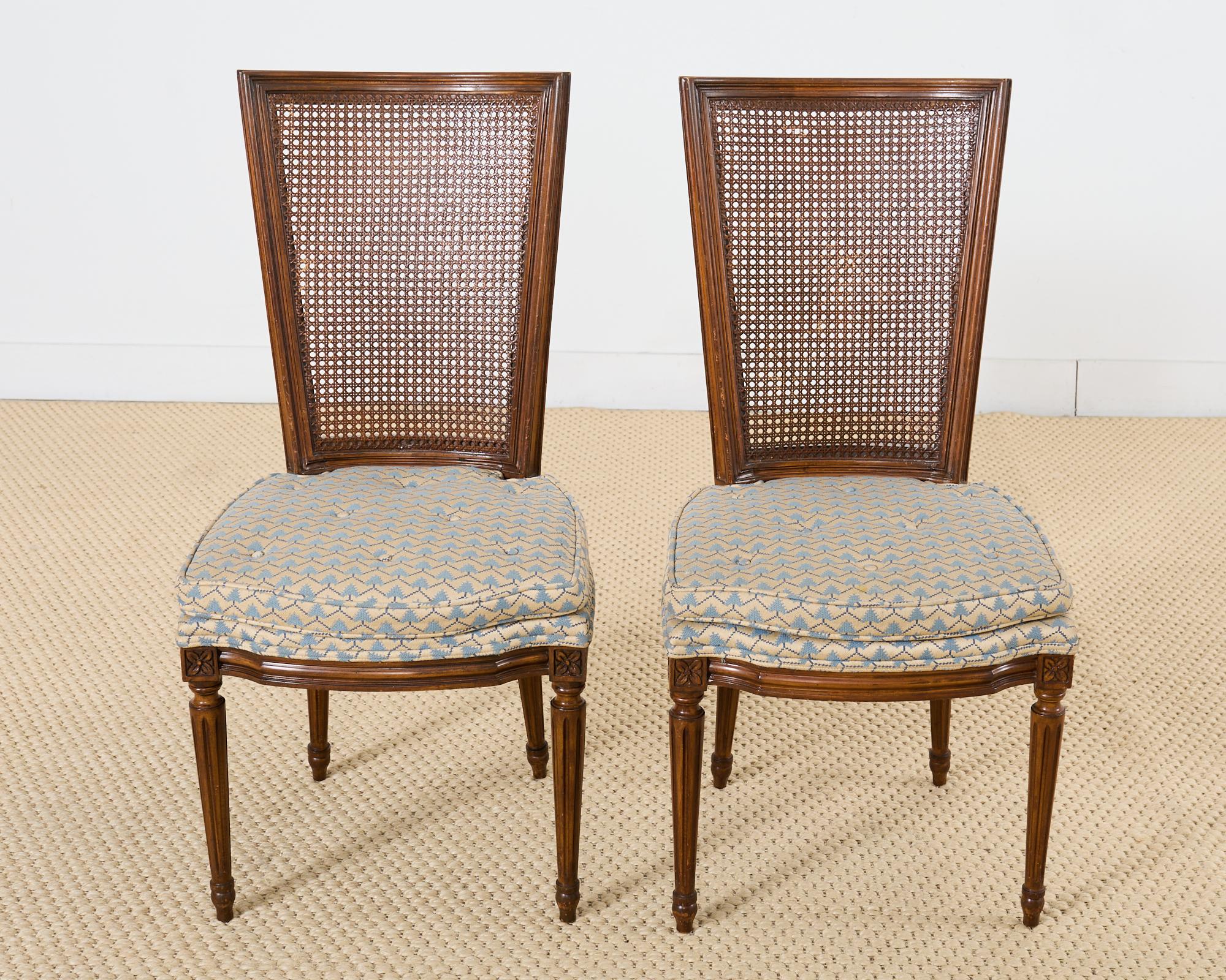 Set of Six French Louis XVI Style Cane Dining Chairs For Sale at 1stDibs