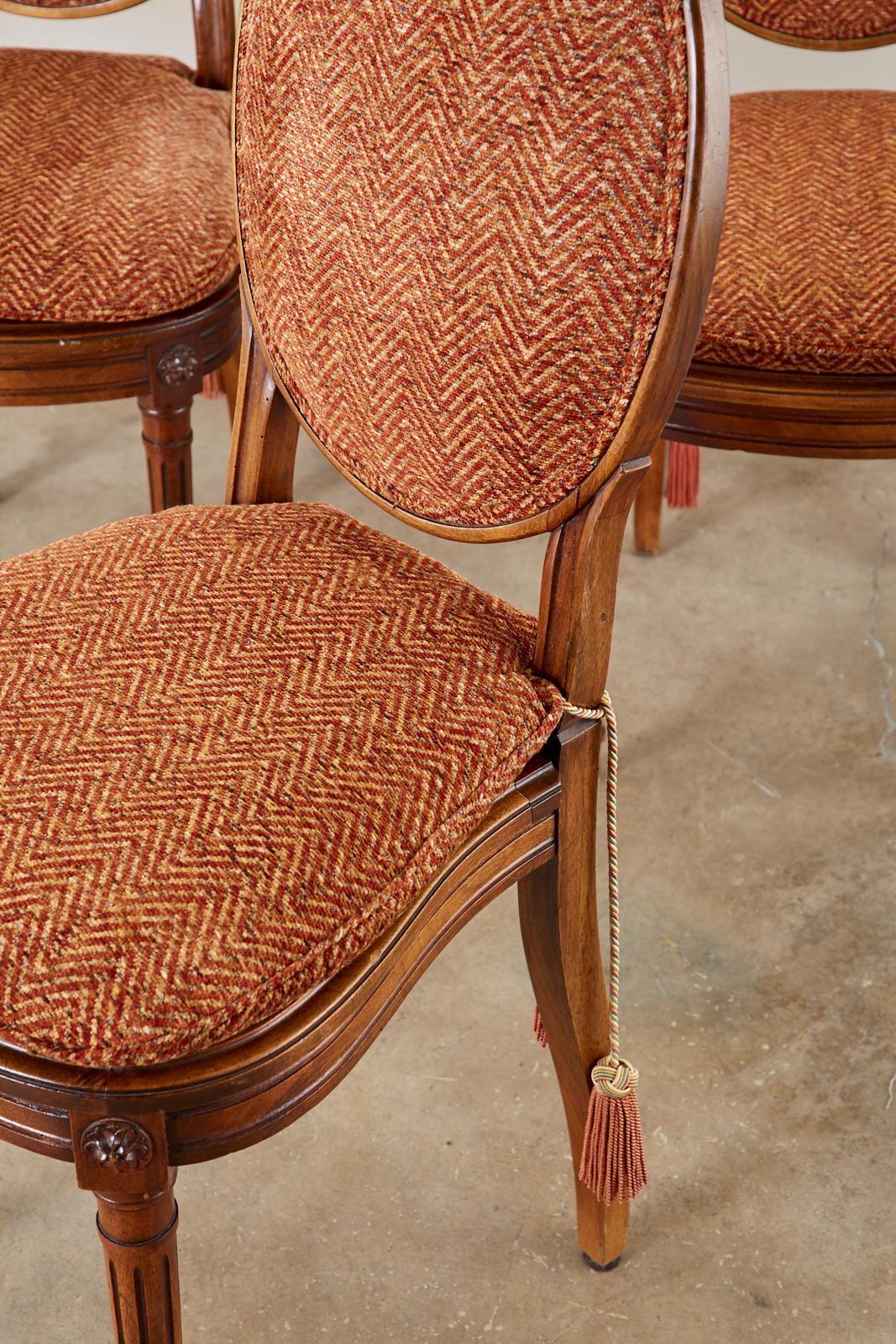 Set of Six French Louis XVI Style Caned Dining Chairs 4