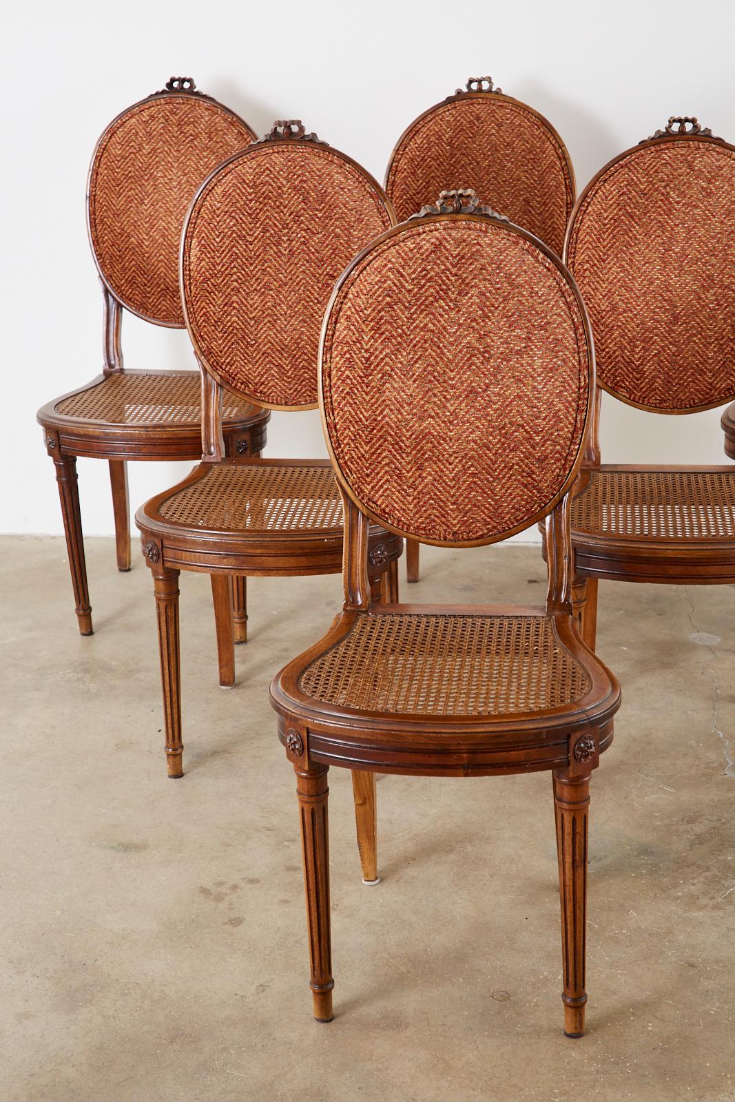 19th Century Set of Six French Louis XVI Style Caned Dining Chairs