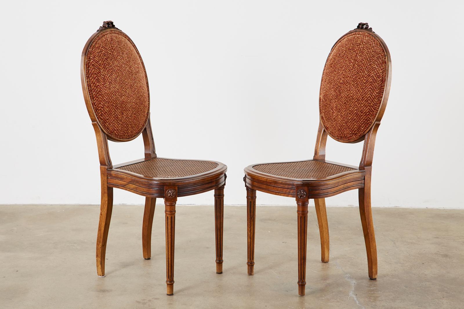 Set of Six French Louis XVI Style Caned Dining Chairs 2