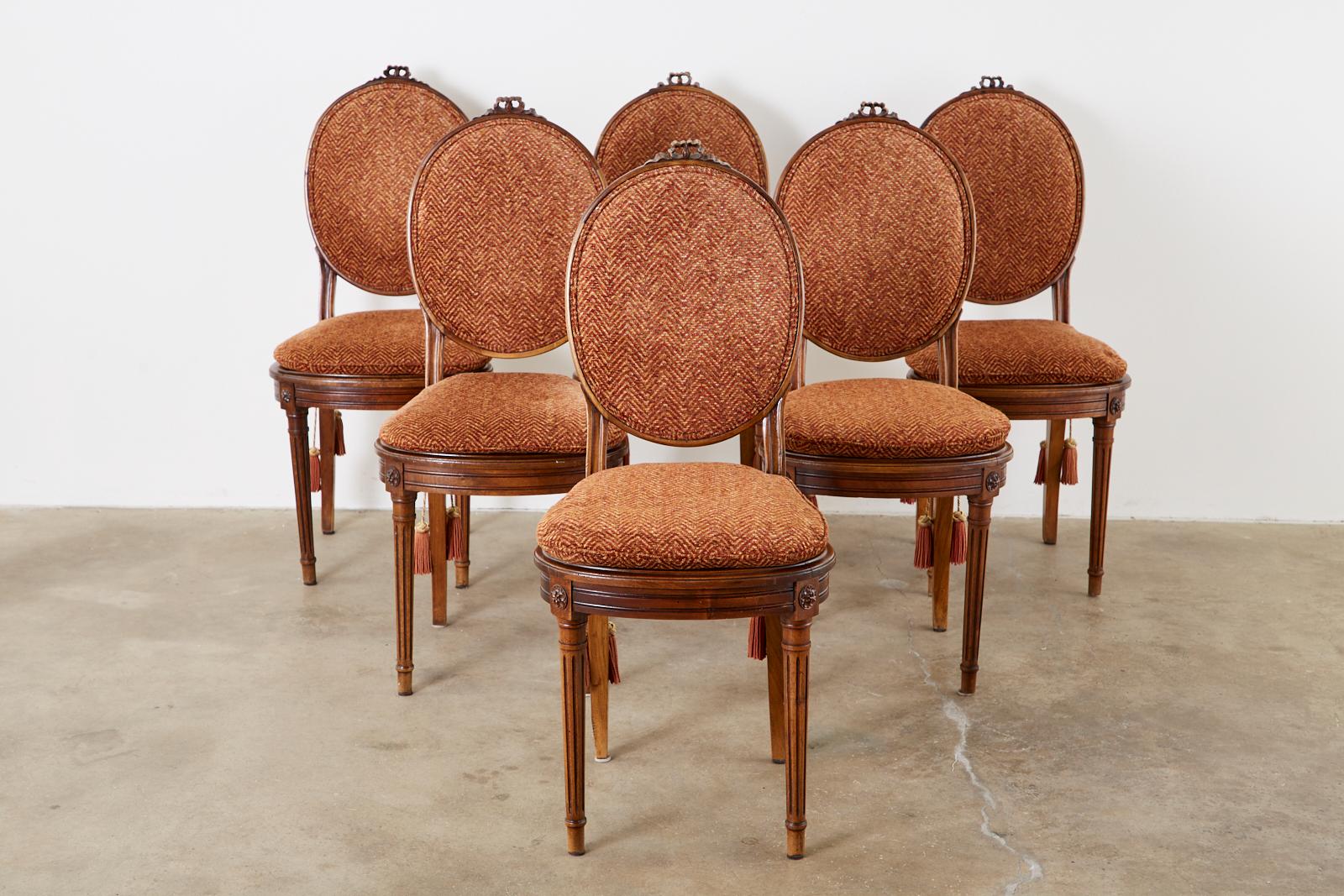Set of Six French Louis XVI Style Caned Dining Chairs 3