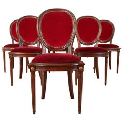 Set of Six French Louis XVI Style Caned Dining Chairs