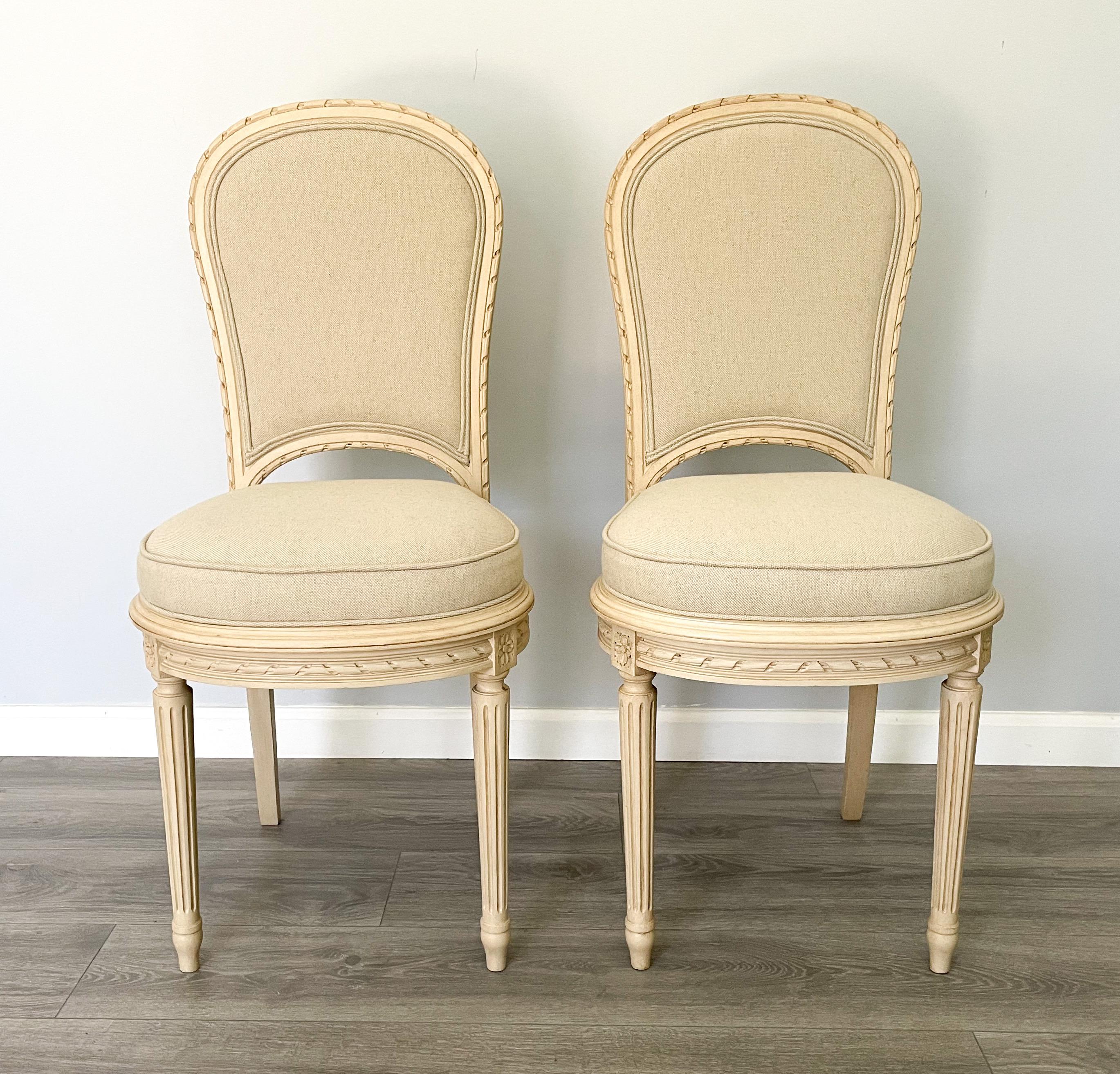 Upholstery Set of Six French Louis XVI-Style Dining Chairs