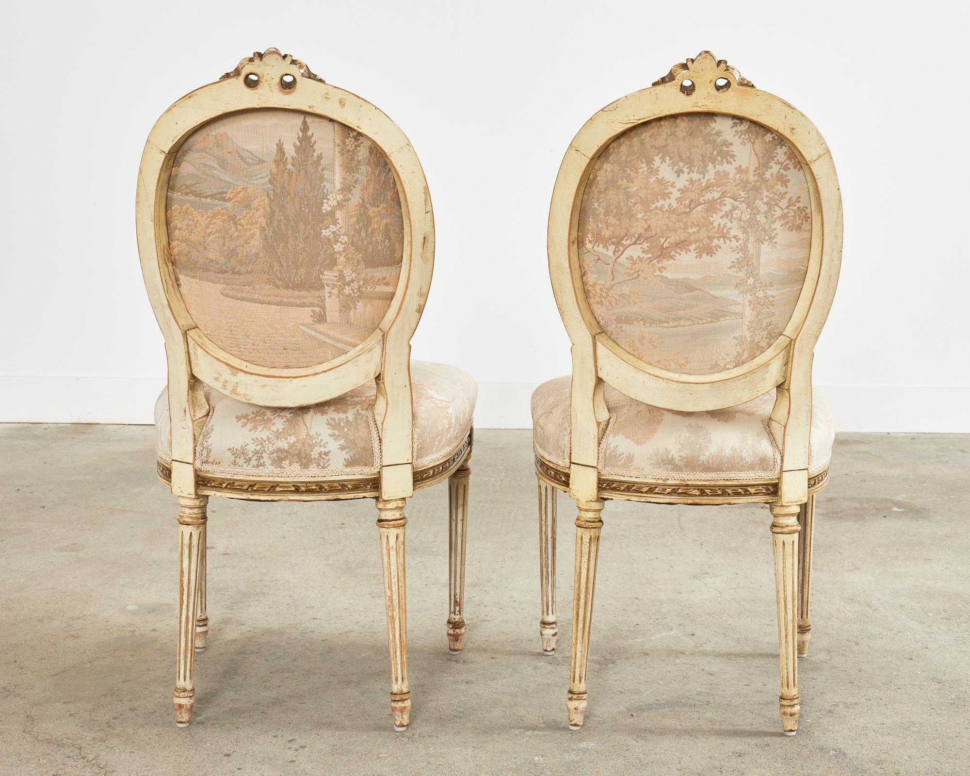 Set of Six French Louis XVI Style Painted Dining Chairs For Sale 5
