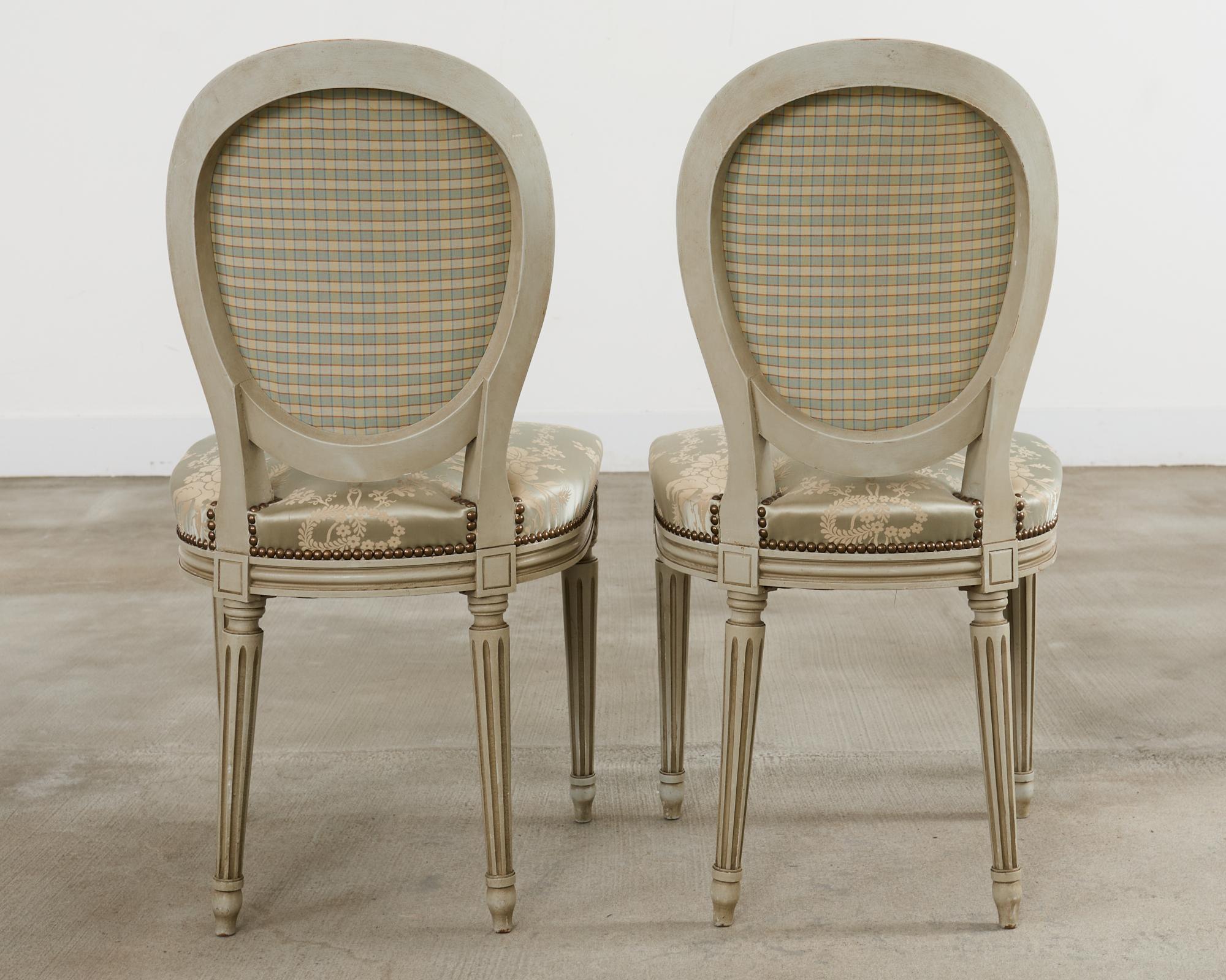 Set of Six French Louis XVI Style Painted Dining Chairs For Sale 4