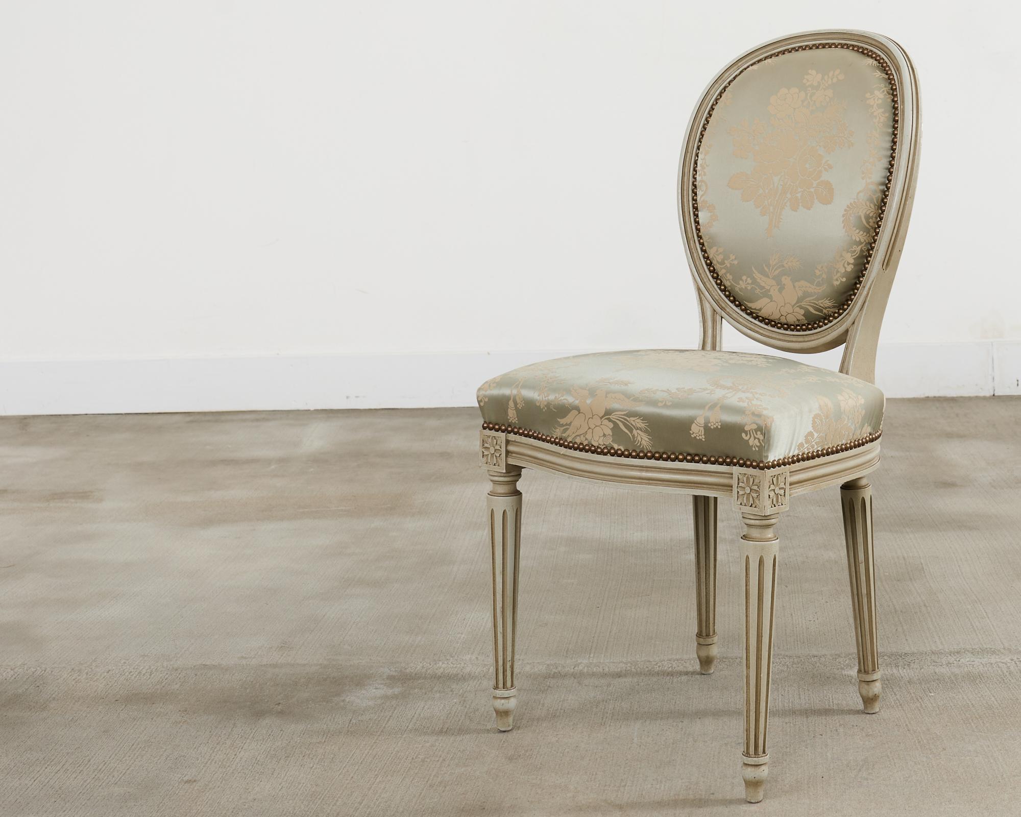Set of Six French Louis XVI Style Painted Dining Chairs For Sale 5