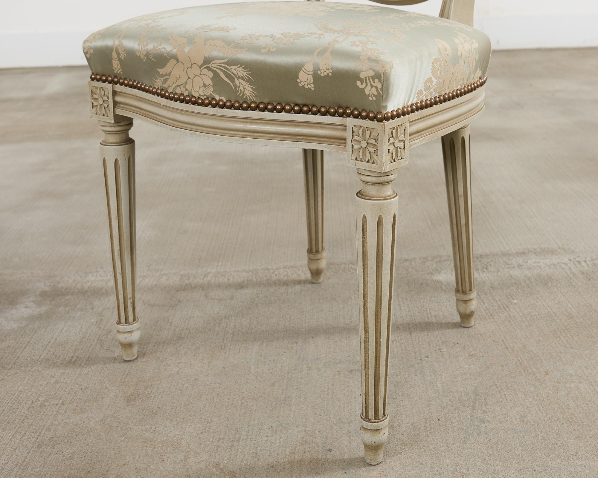 Set of Six French Louis XVI Style Painted Dining Chairs For Sale 6