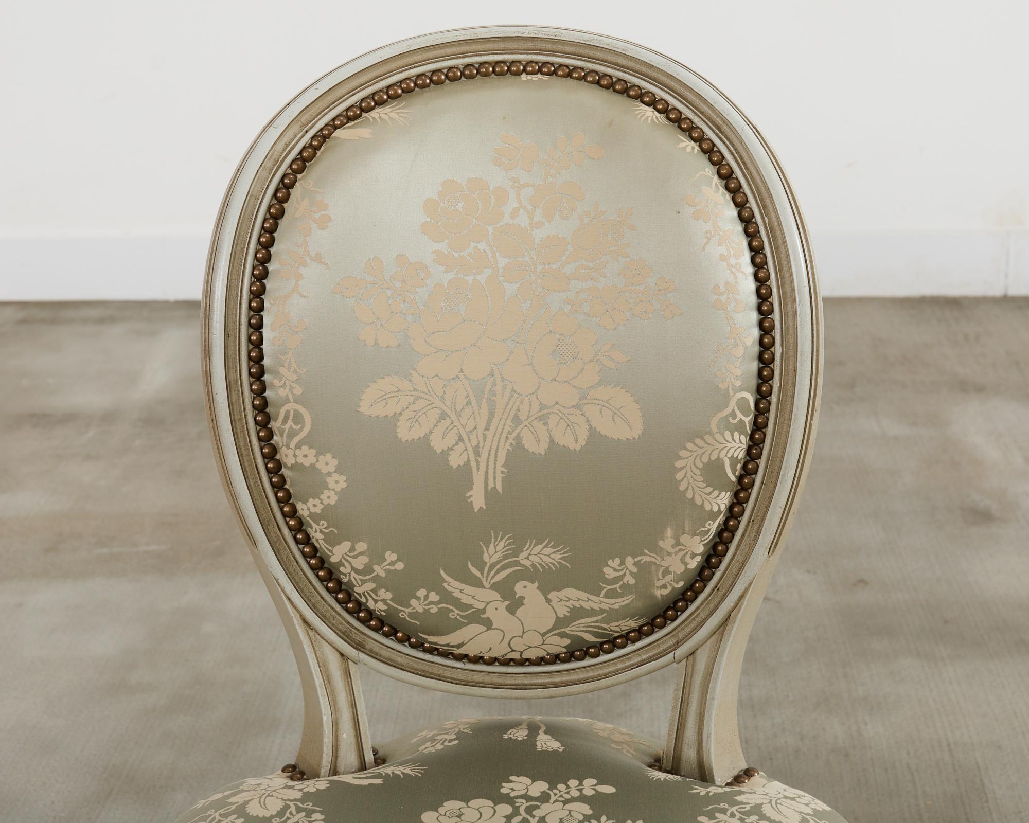 Set of Six French Louis XVI Style Painted Dining Chairs For Sale 7