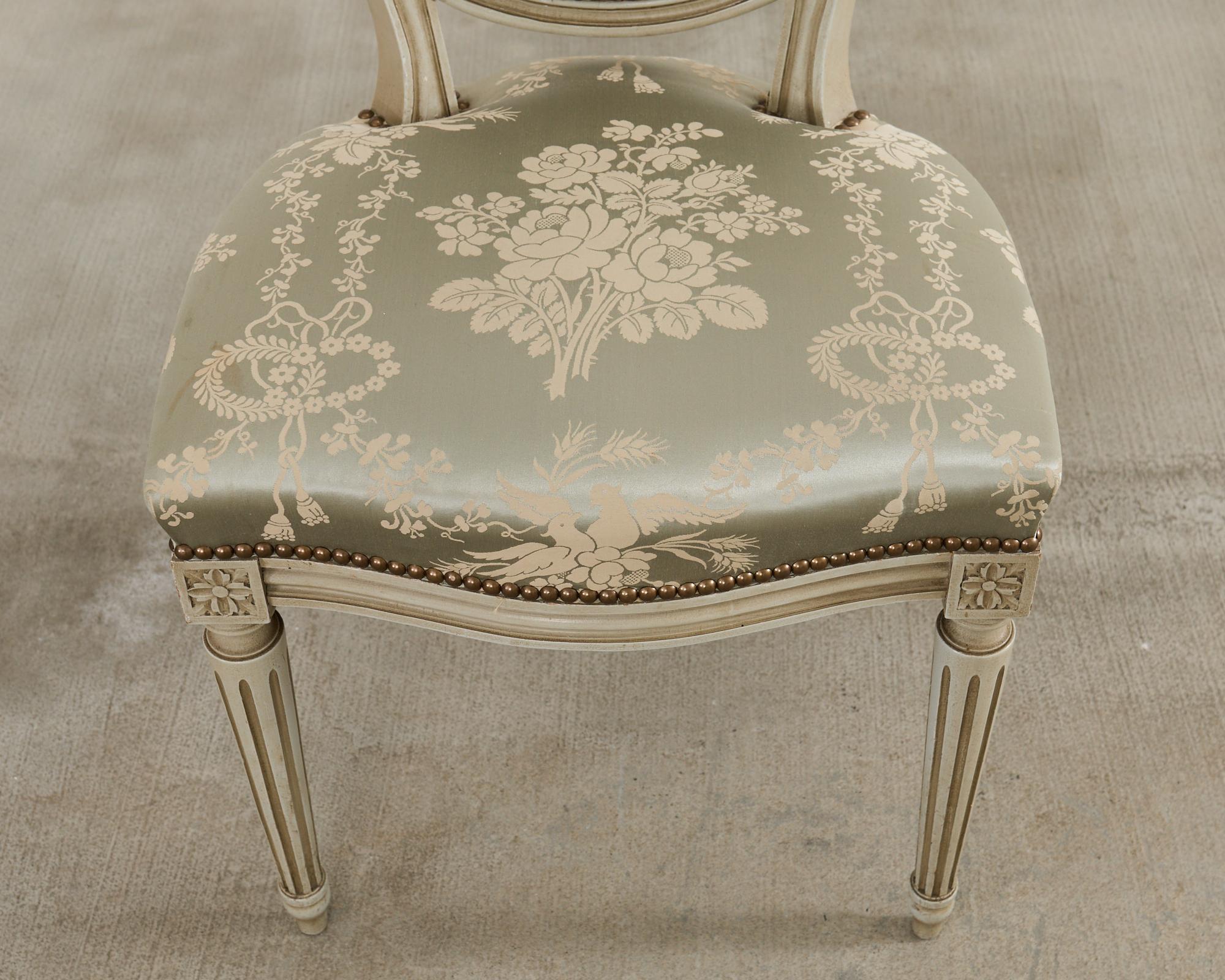 Set of Six French Louis XVI Style Painted Dining Chairs For Sale 8