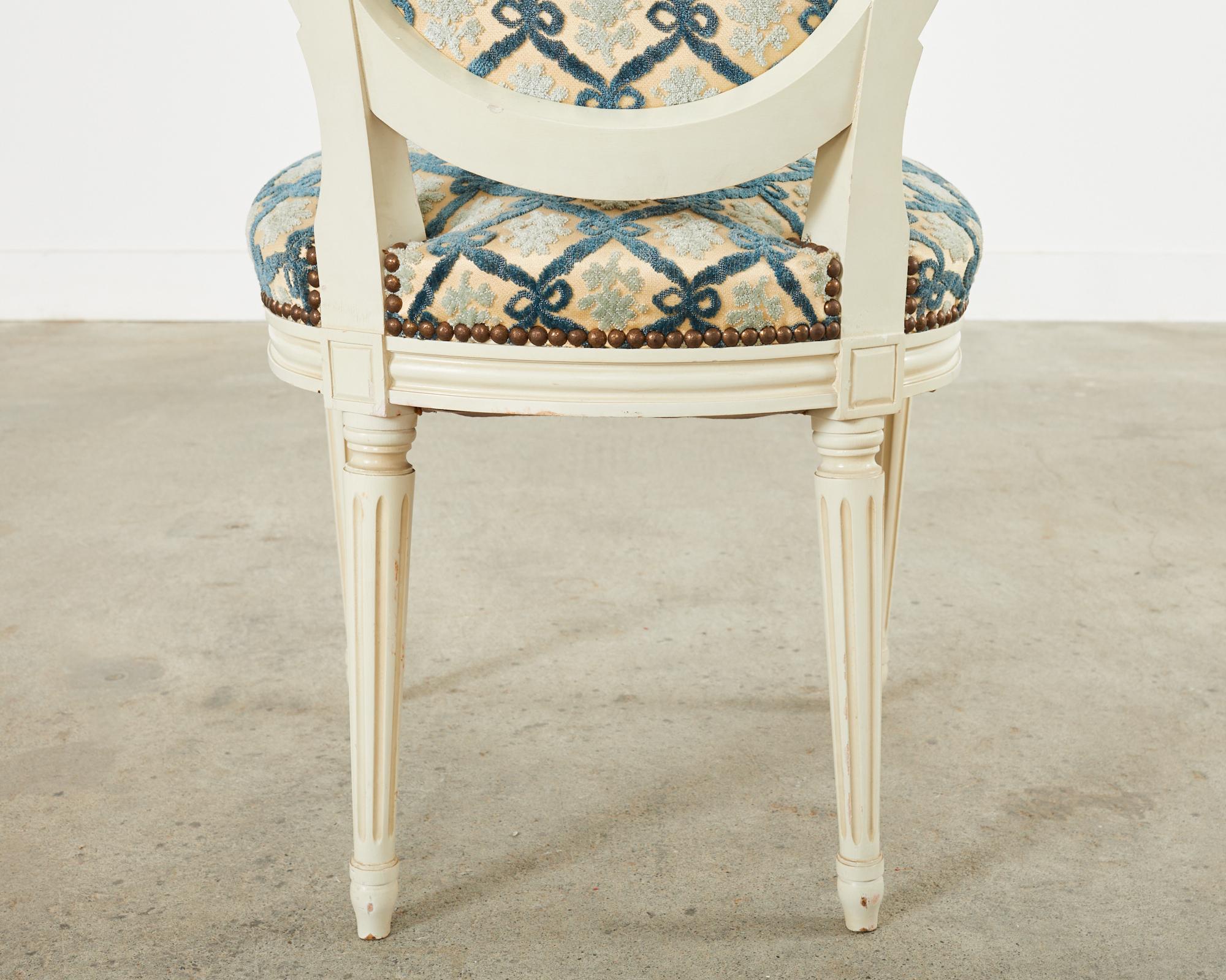 Set of Six French Louis XVI Style Painted Dining Chairs For Sale 9