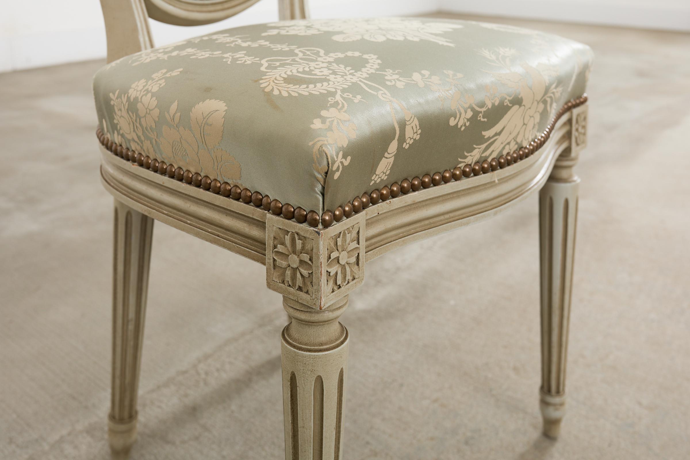 Set of Six French Louis XVI Style Painted Dining Chairs For Sale 11