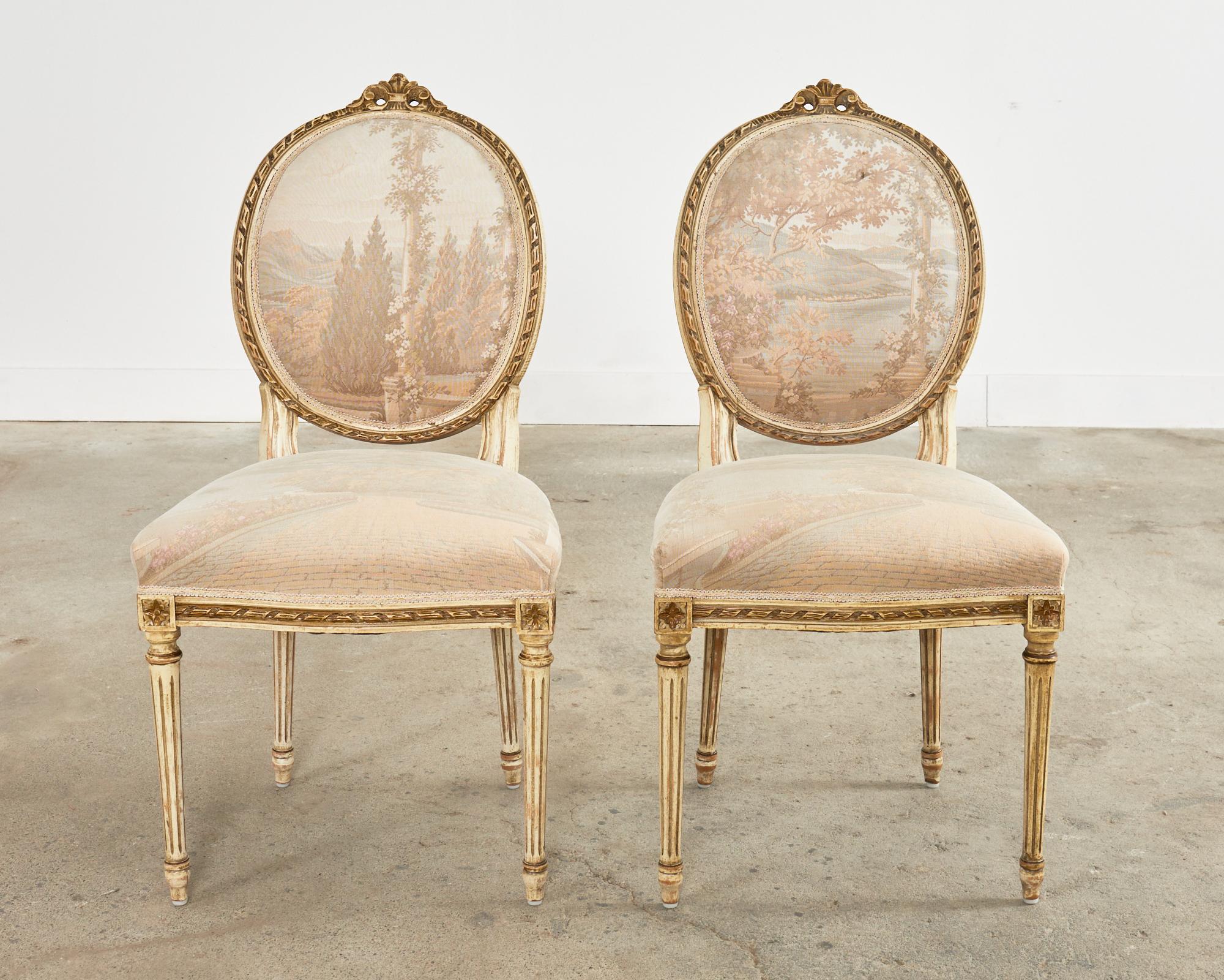 Set of Six French Louis XVI Style Painted Dining Chairs For Sale 14