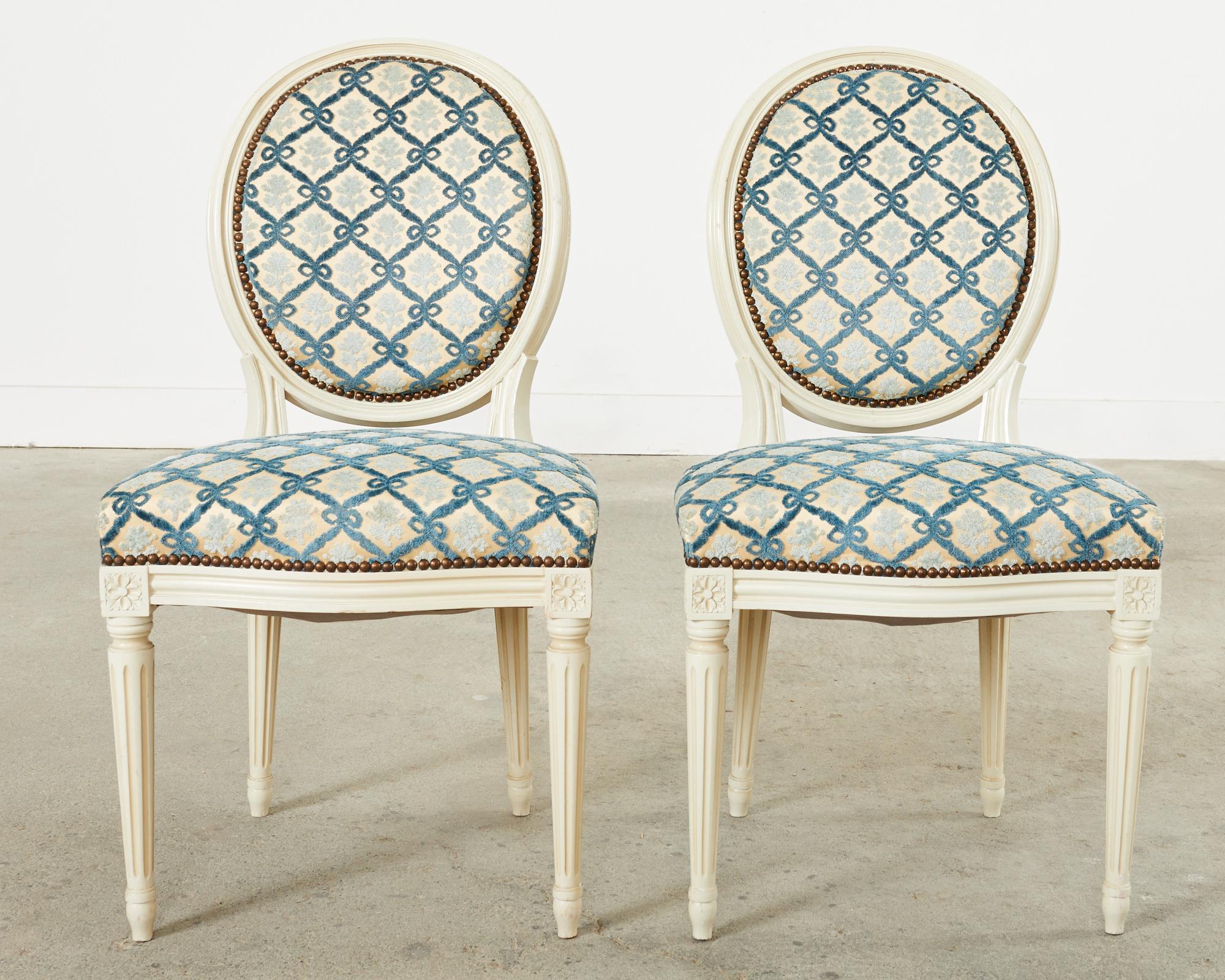 20th Century Set of Six French Louis XVI Style Painted Dining Chairs For Sale