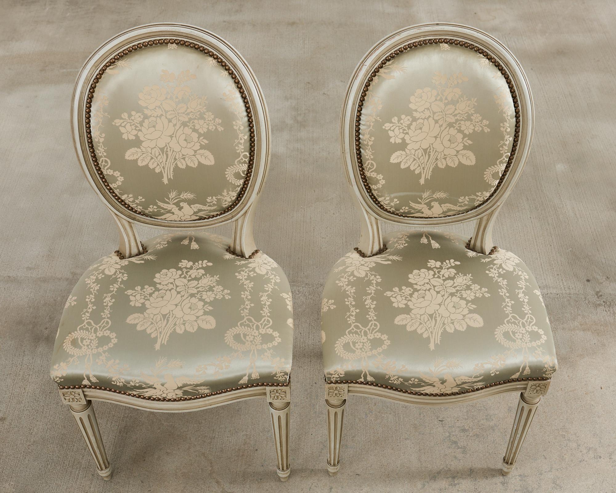 20th Century Set of Six French Louis XVI Style Painted Dining Chairs For Sale