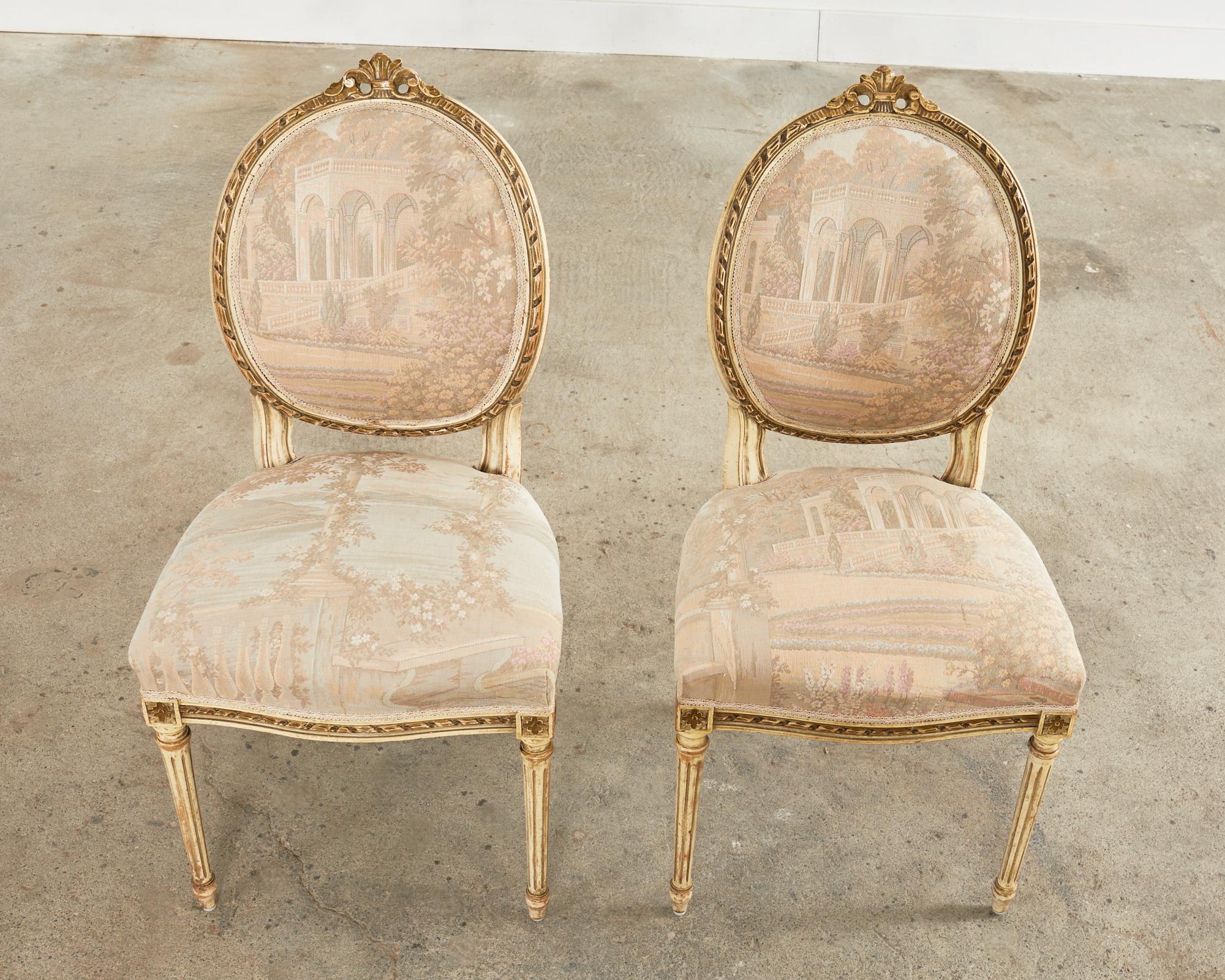 Set of Six French Louis XVI Style Painted Dining Chairs For Sale 1
