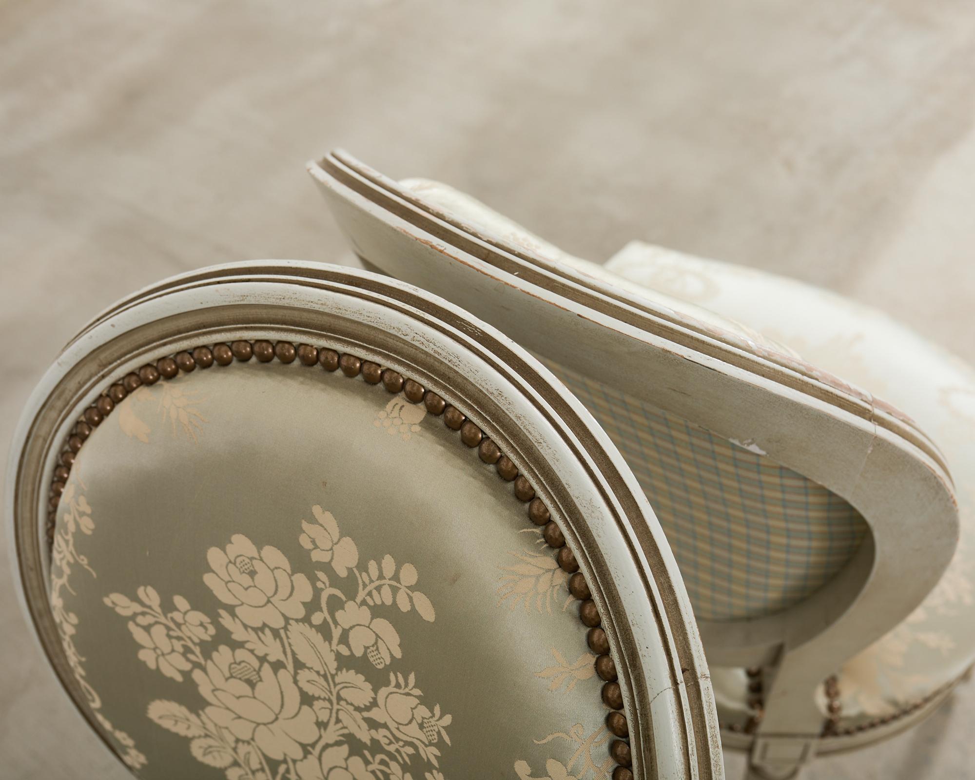 Set of Six French Louis XVI Style Painted Dining Chairs For Sale 3