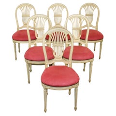 Set of Six French Louis XVI style painted side chairs