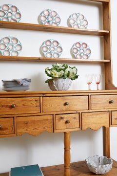 Set of Six French Majolica Pastel Shell Oyster Plates