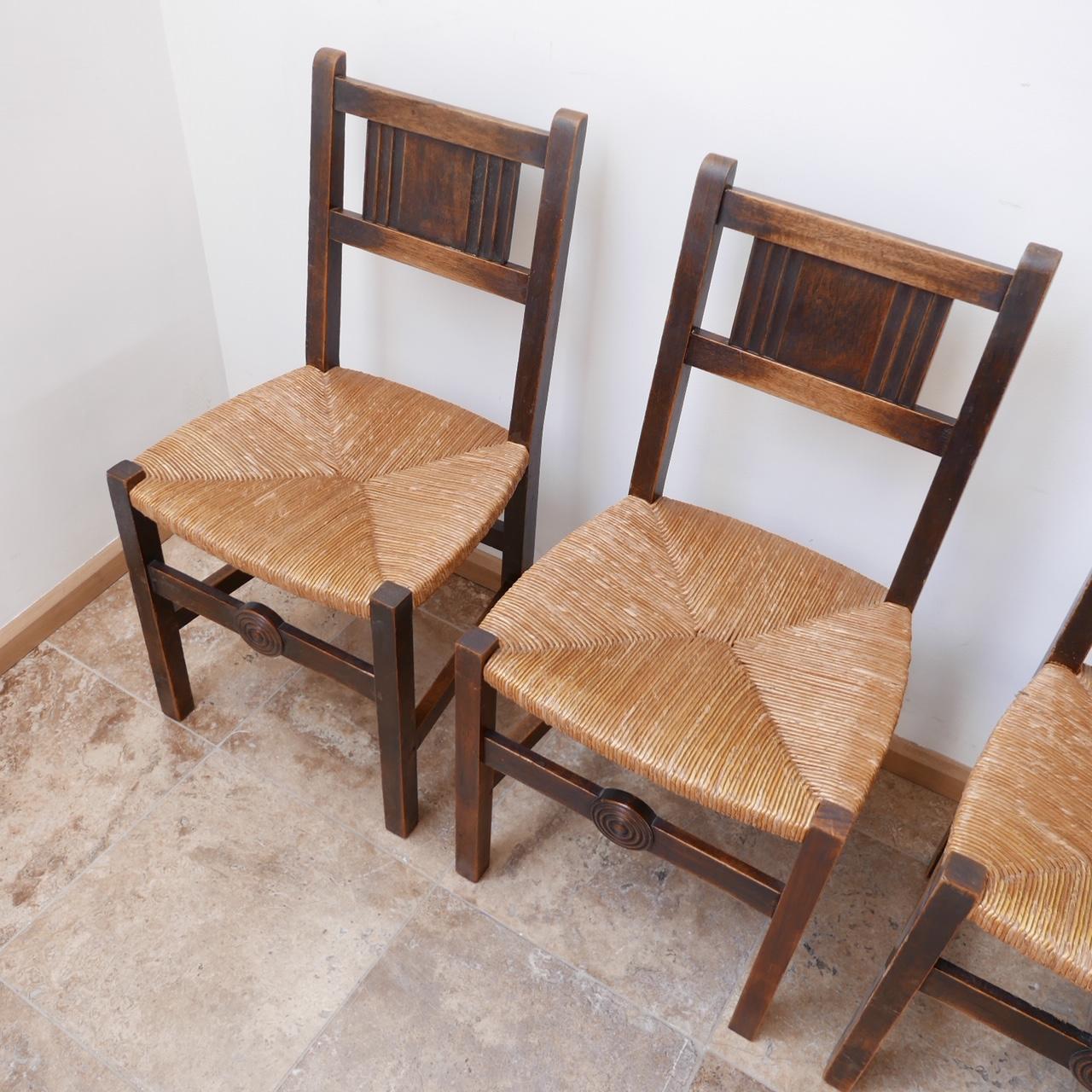 20th Century Set of Six French Mid-Century Dining Chairs in manner of Charles Dudouyt