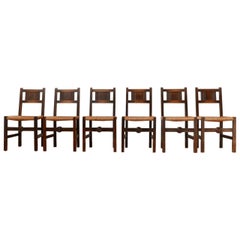 Set of Six French Mid-Century Dining Chairs in manner of Charles Dudouyt