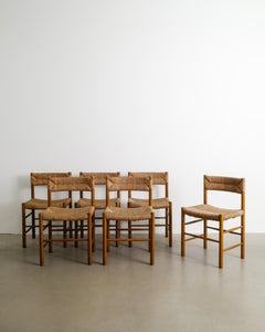 Conjunto de seis sillas de comedor francesas de mediados de siglo "Dordoña" de Charlotte Perriand