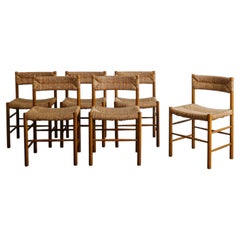 Conjunto de seis sillas de comedor francesas de mediados de siglo "Dordoña" de Charlotte Perriand