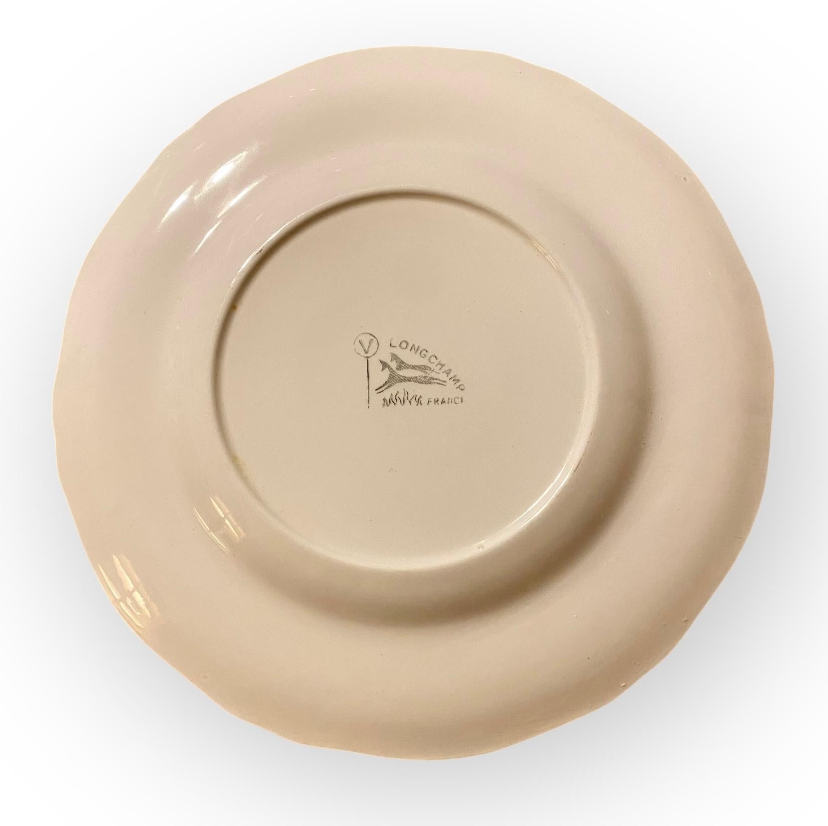 Ensemble de six assiettes à poisson Longchamp du milieu du siècle dernier en vente 2