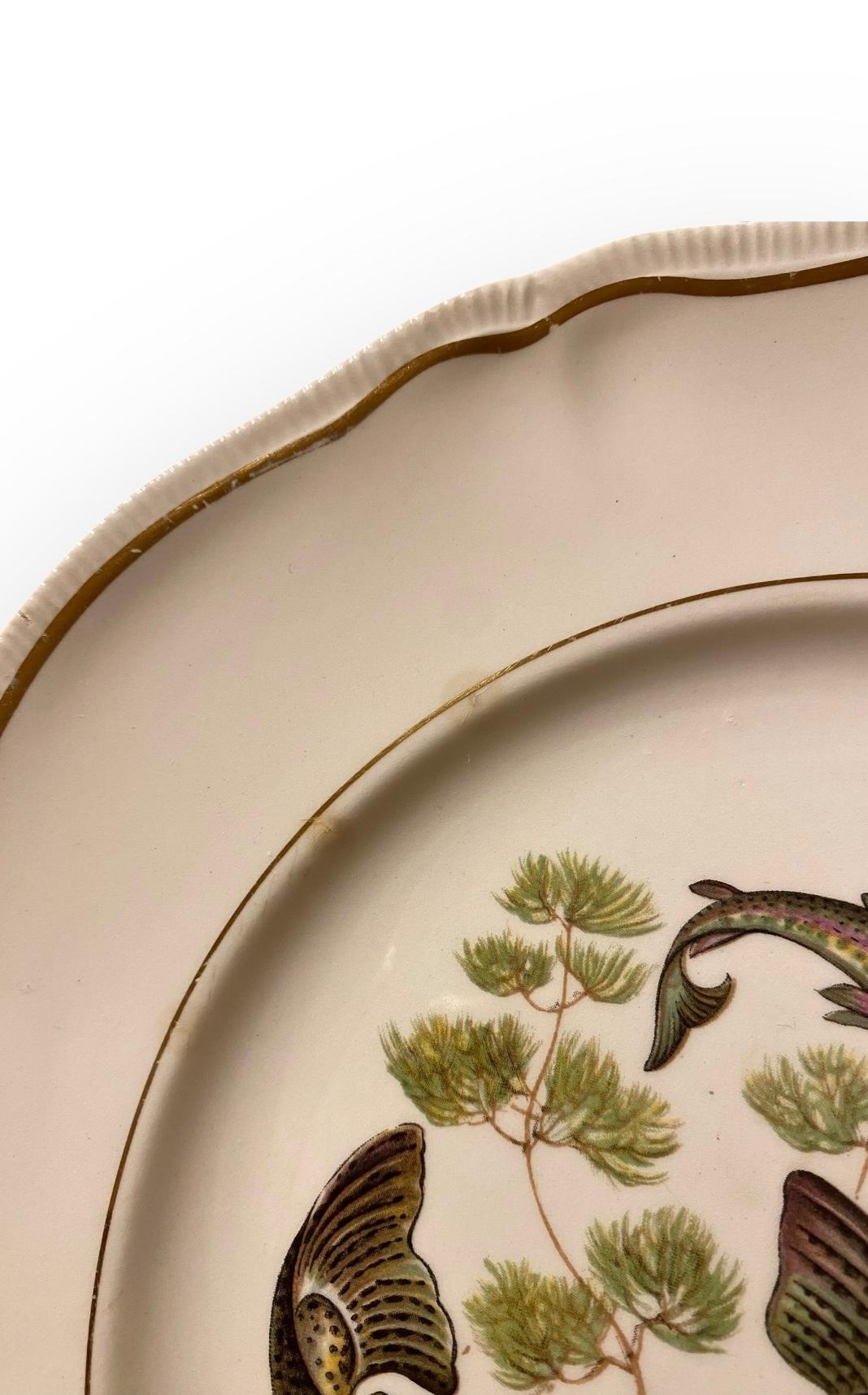 Ensemble de six assiettes à poisson Longchamp du milieu du siècle dernier en vente 5