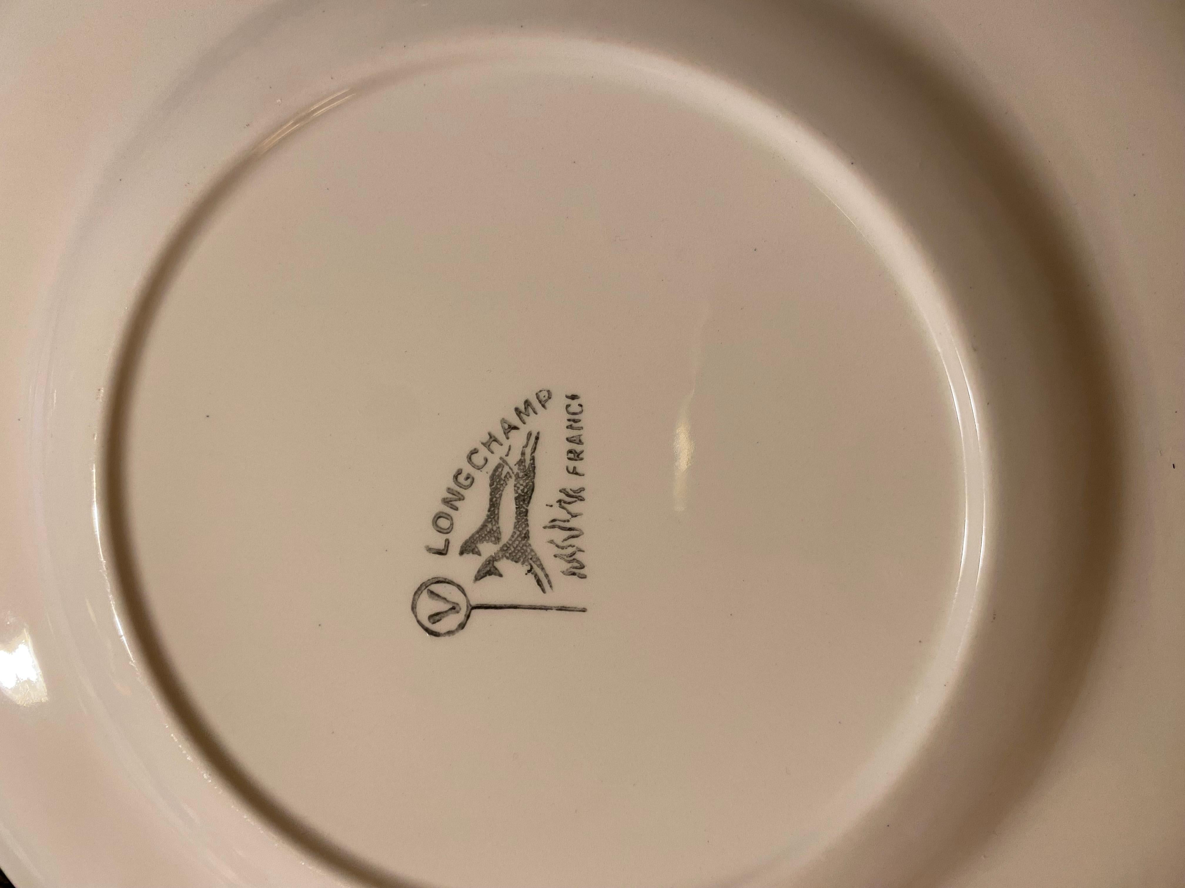 Ensemble de six assiettes à poisson Longchamp du milieu du siècle dernier en vente 7