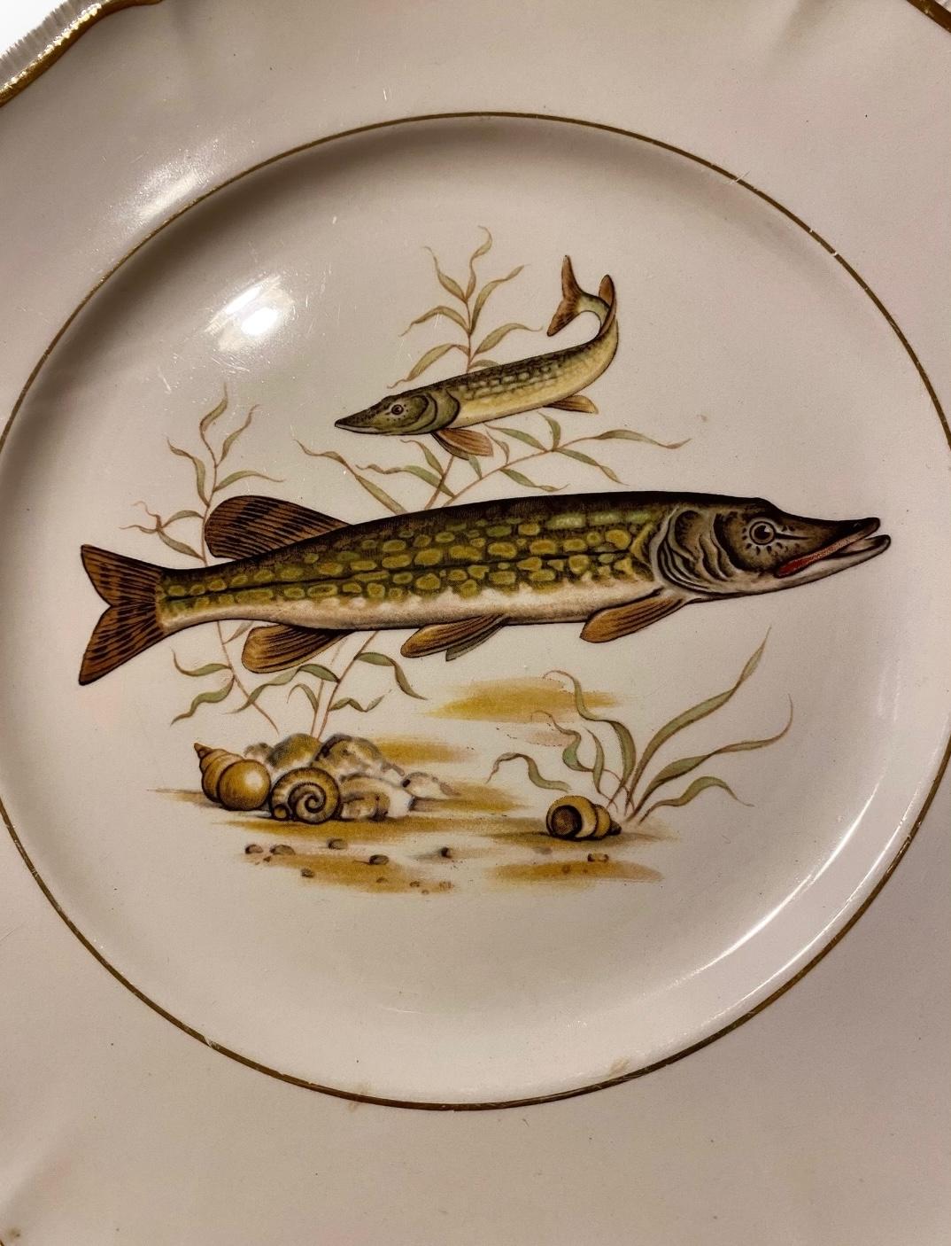 Ensemble de six assiettes à poisson Longchamp du milieu du siècle dernier en vente 8