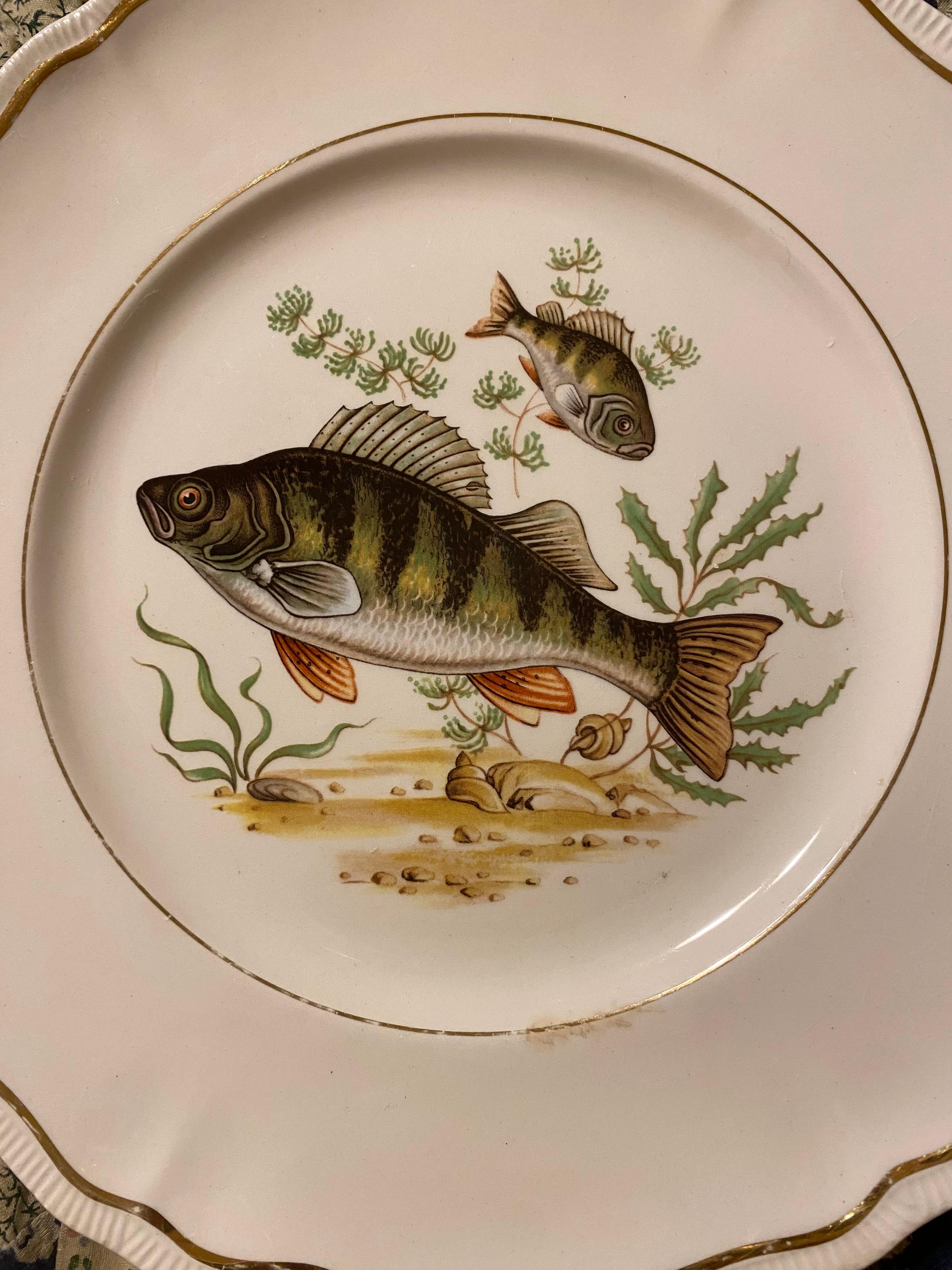 Ensemble de six assiettes à poisson Longchamp du milieu du siècle dernier en vente 9