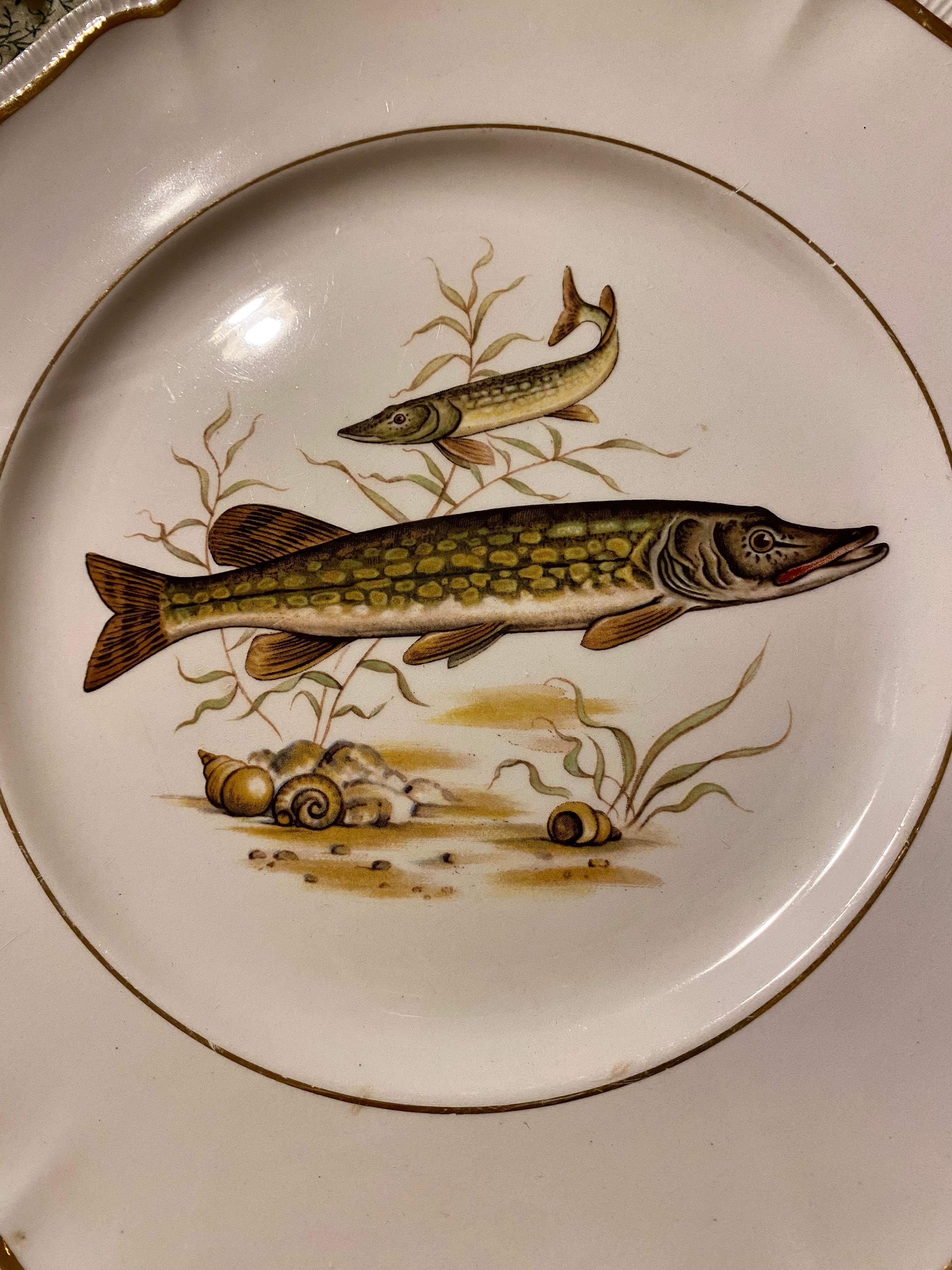 Ensemble de six assiettes à poisson Longchamp du milieu du siècle dernier en vente 12