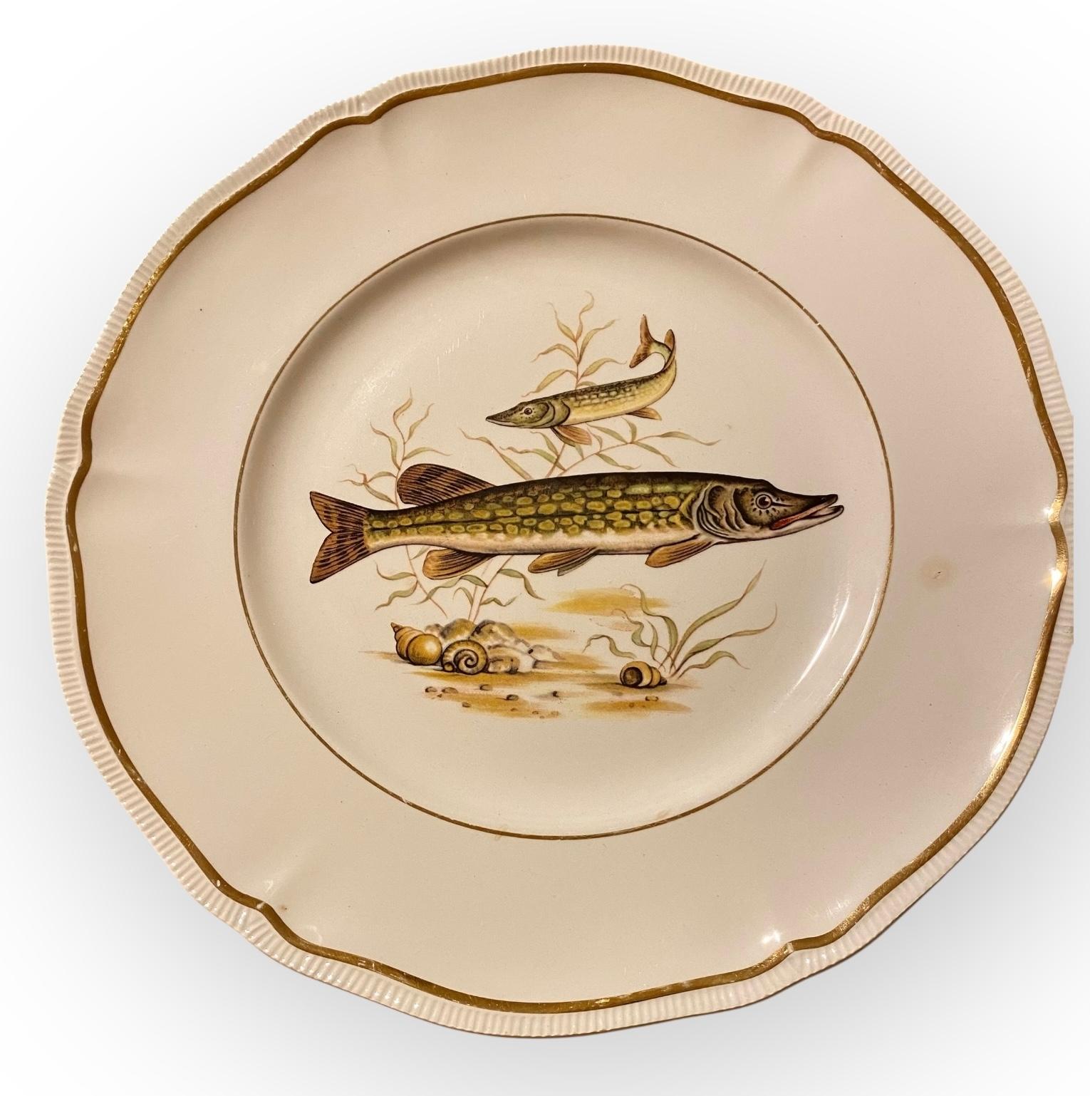 Mid-Century Modern Ensemble de six assiettes à poisson Longchamp du milieu du siècle dernier en vente