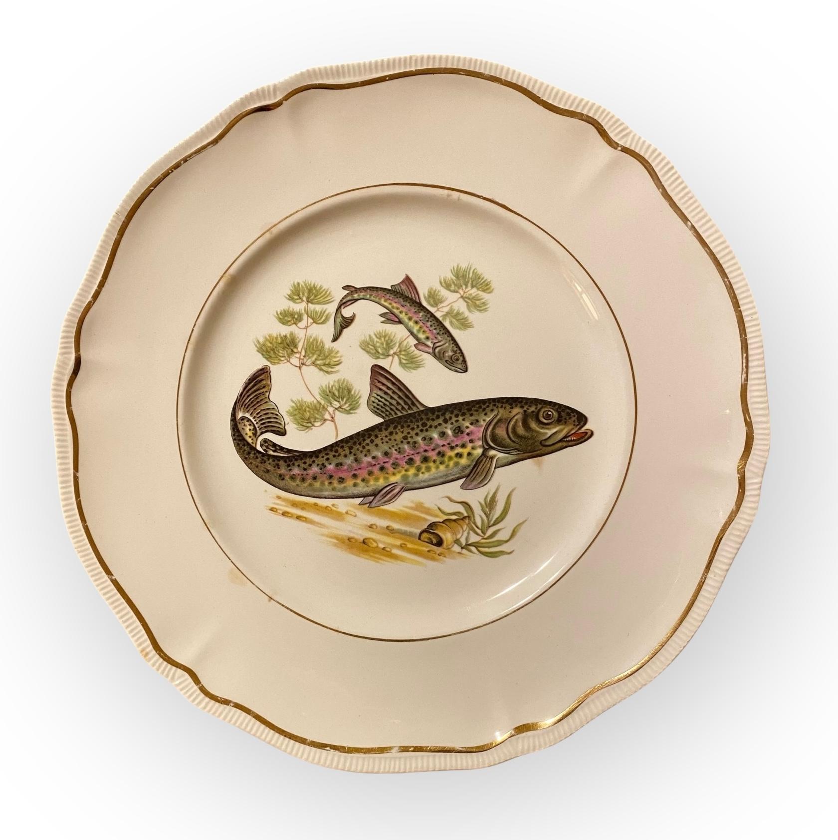 Ensemble de six assiettes à poisson Longchamp du milieu du siècle dernier Bon état - En vente à New Orleans, LA