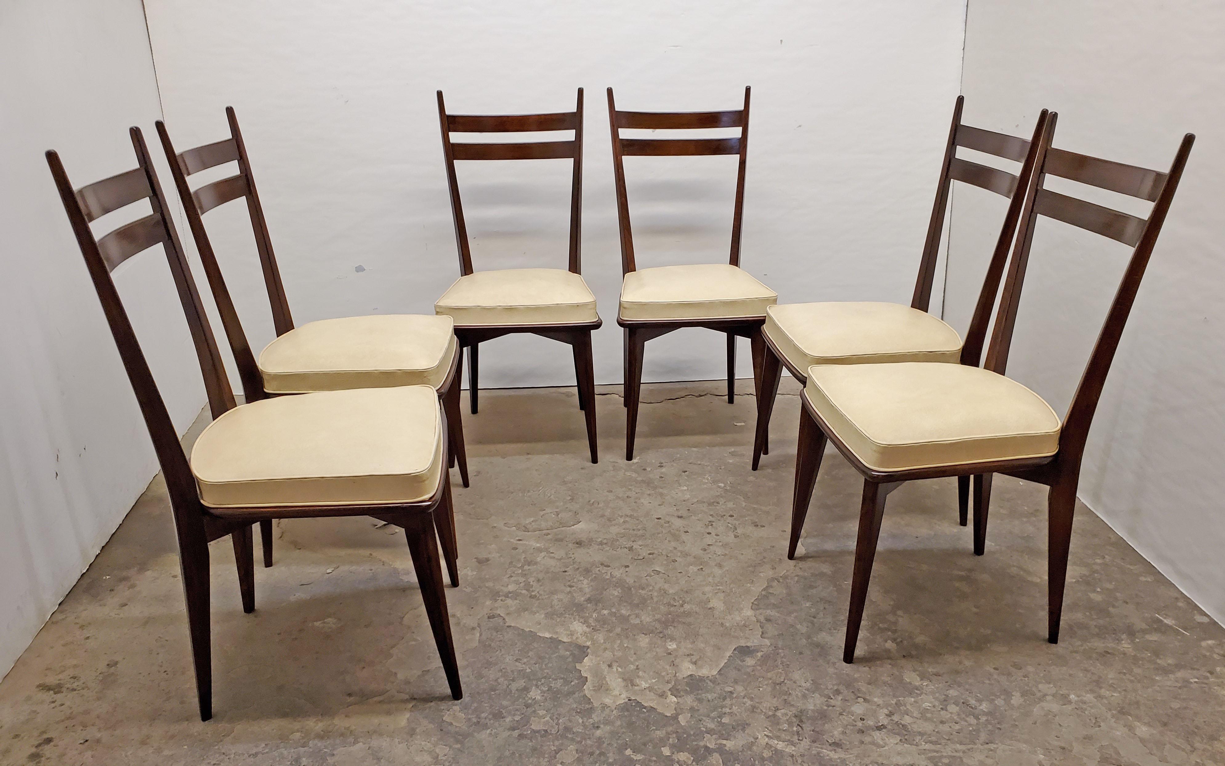 Set of Six French Mid-Century Modern Dining Chairs For Sale 5