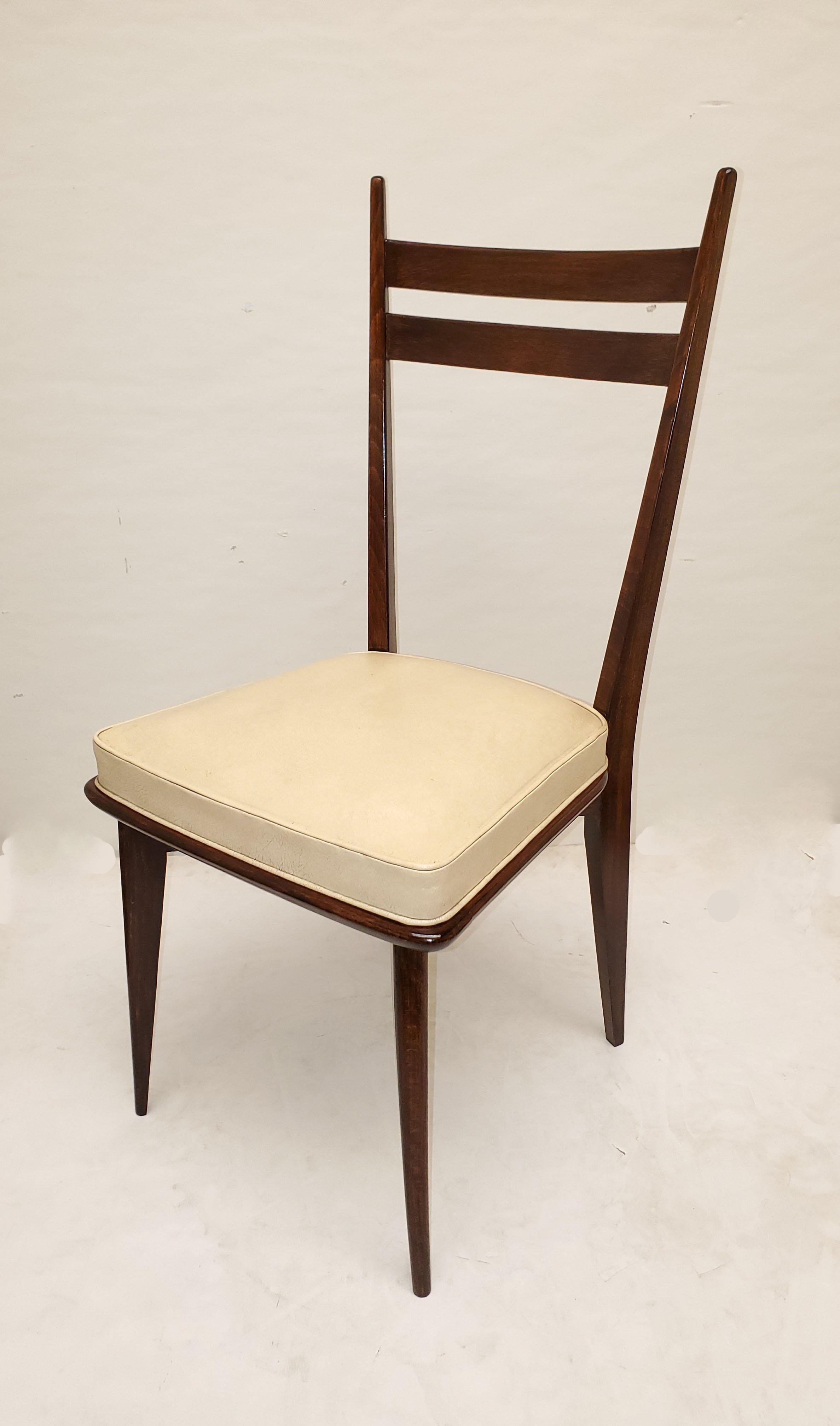 20th Century Set of Six French Mid-Century Modern Dining Chairs For Sale