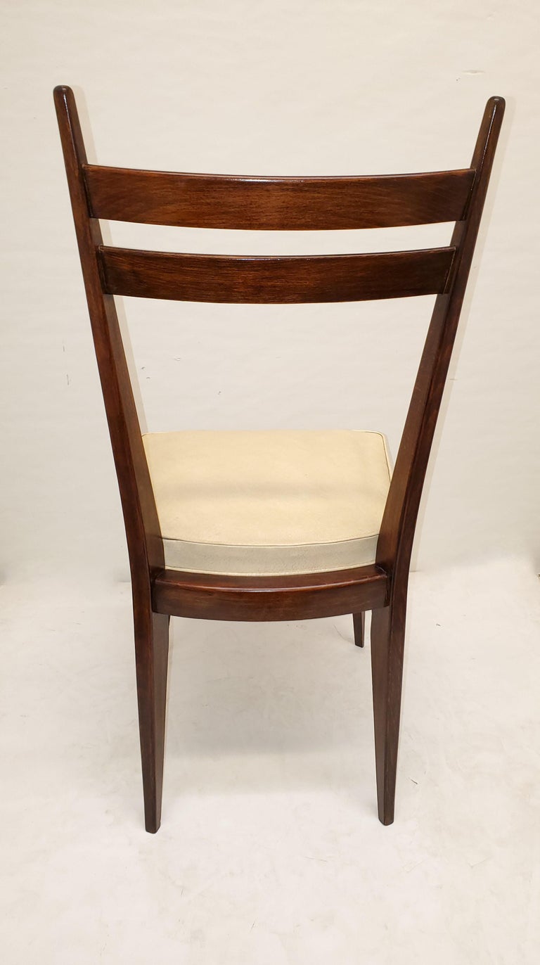 Naugahyde Set of Six French Mid-Century Modern Dining Chairs For Sale