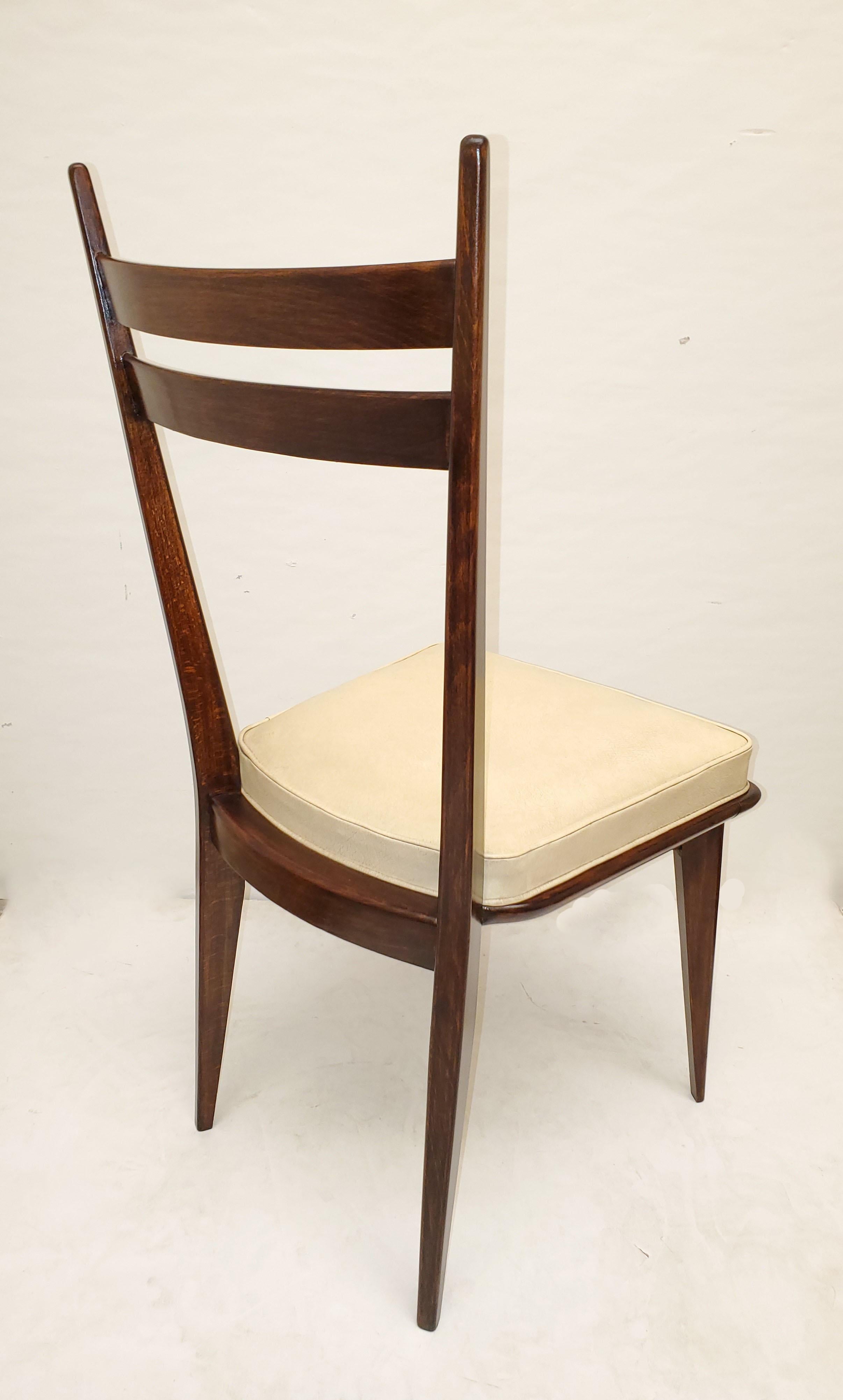 Set of Six French Mid-Century Modern Dining Chairs For Sale 1