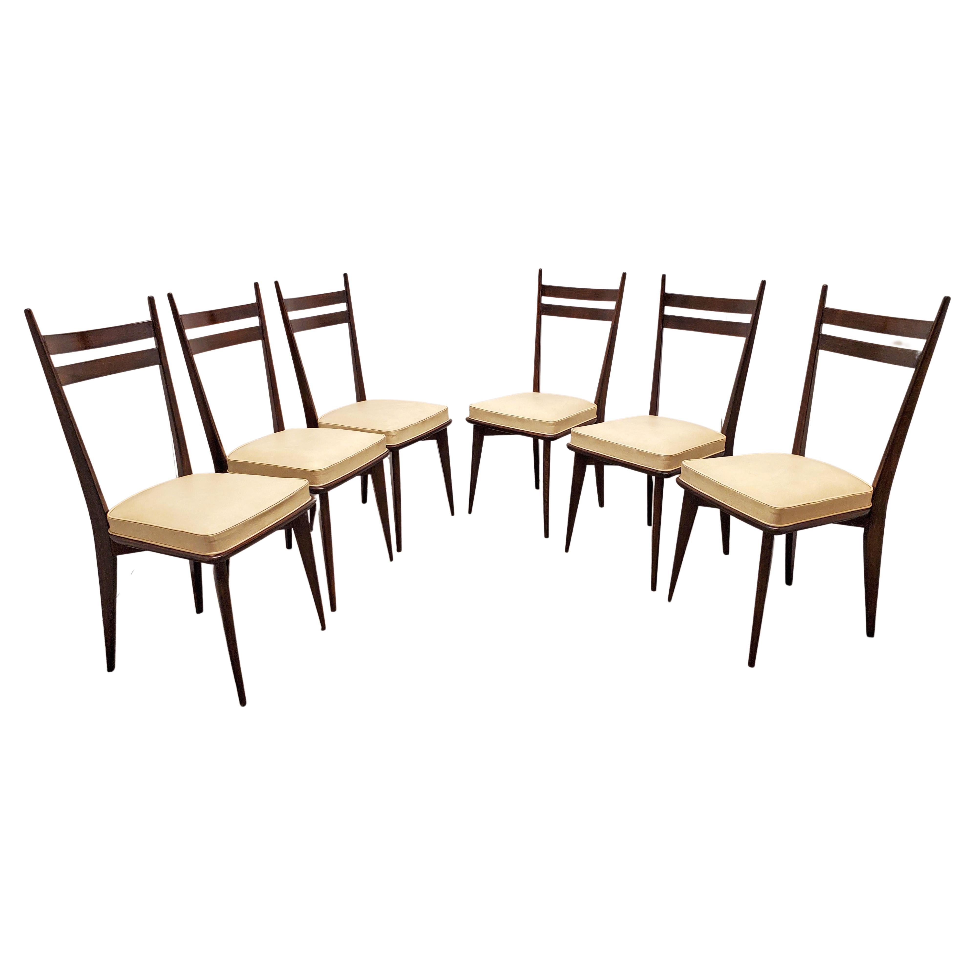 Set of Six French Mid-Century Modern Dining Chairs