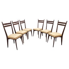 Ensemble de six chaises de salle à manger françaises de style mi-siècle moderne