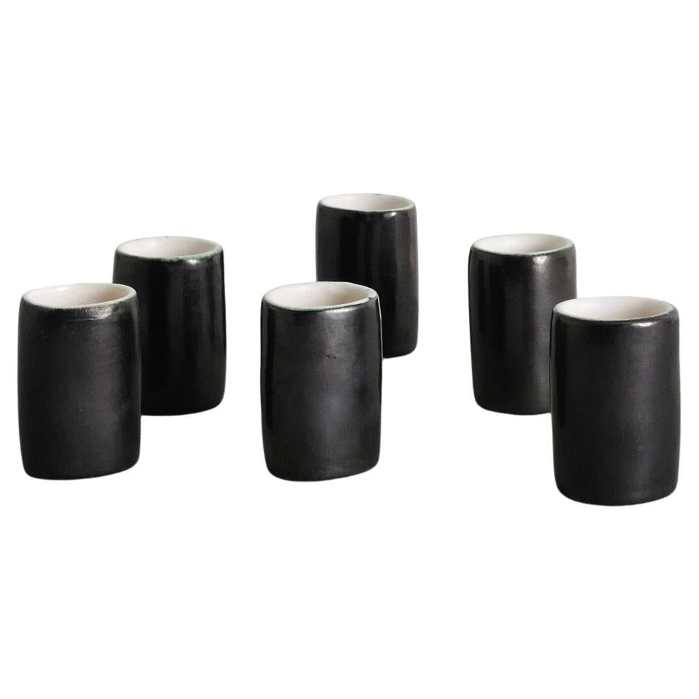 Set of Six French Mid Century Small Decorative Cups by Denise Gatard, 1960s