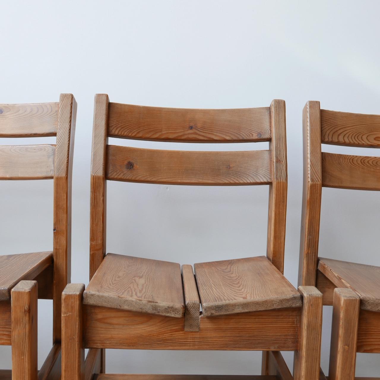Set of Six French Midcentury Wooden Dining Chairs for Les Arcs 6