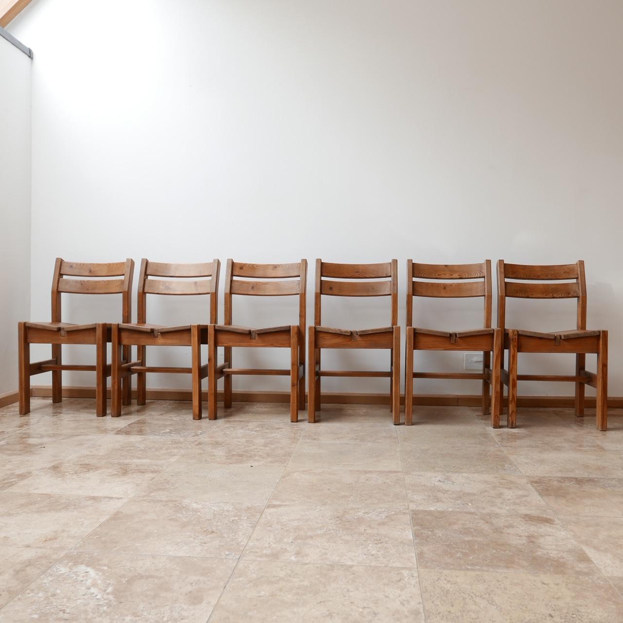 Set of Six French Midcentury Wooden Dining Chairs for Les Arcs 8
