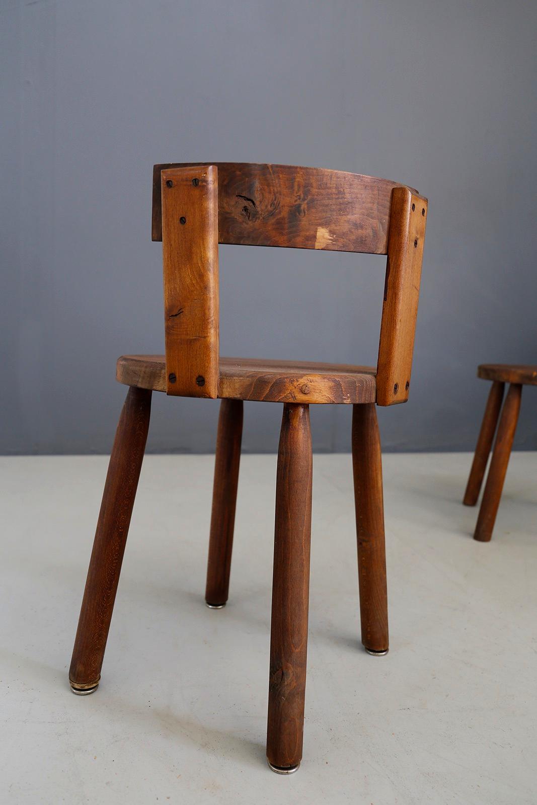 Set of Six French Midcentury Chair, in Wood of 1950s 5