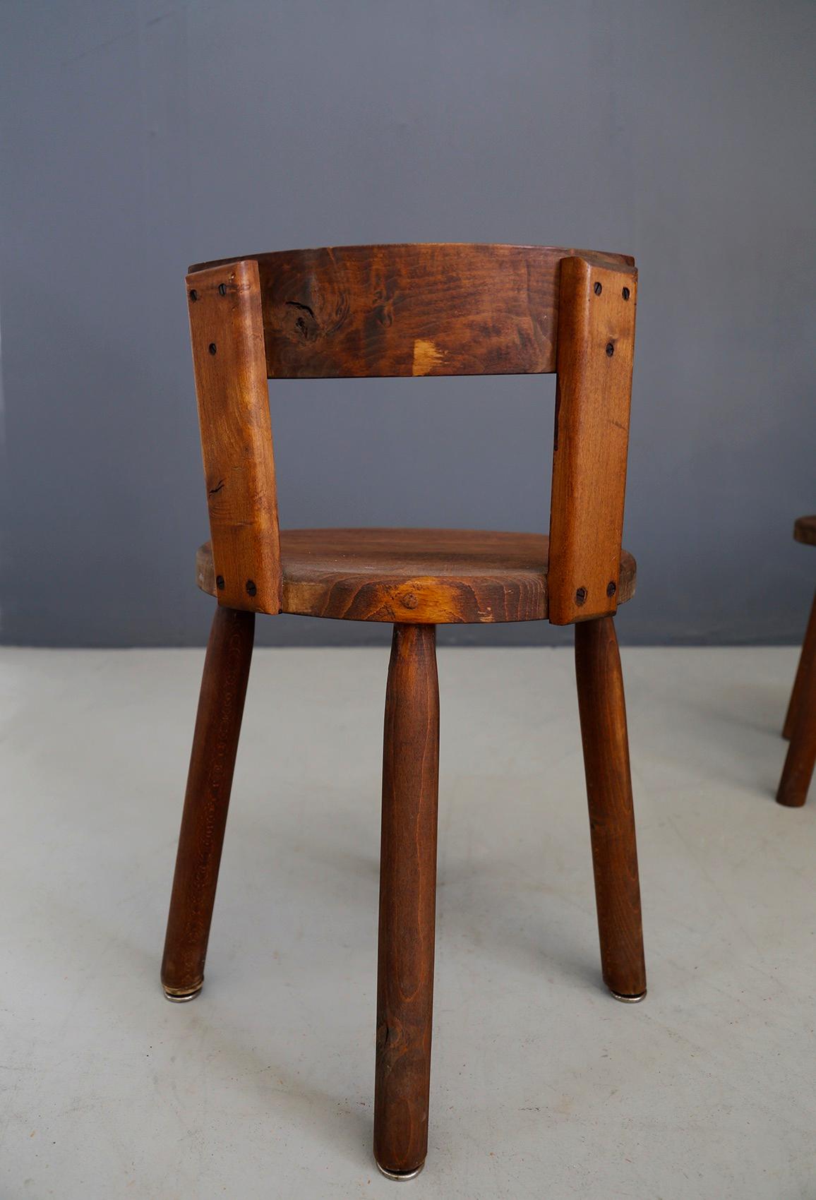 Set of Six French Midcentury Chair, in Wood of 1950s 6
