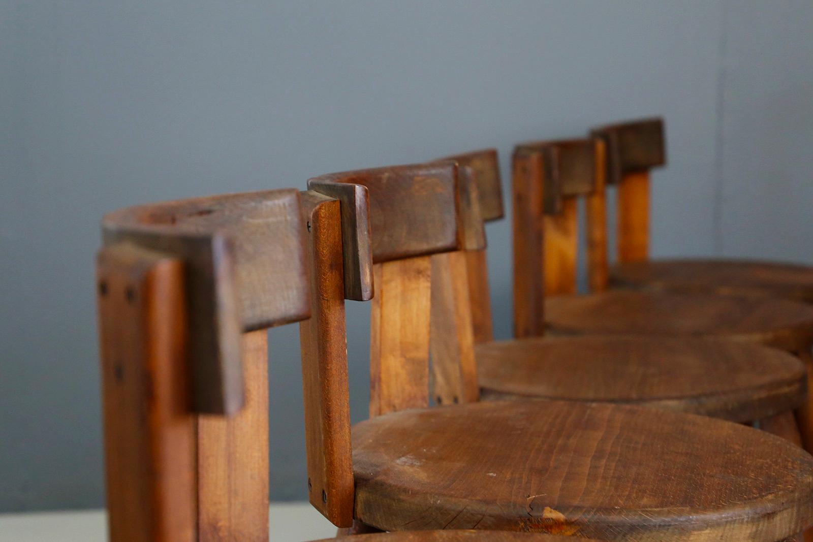 Set of Six French Midcentury Chair, in Wood of 1950s 10
