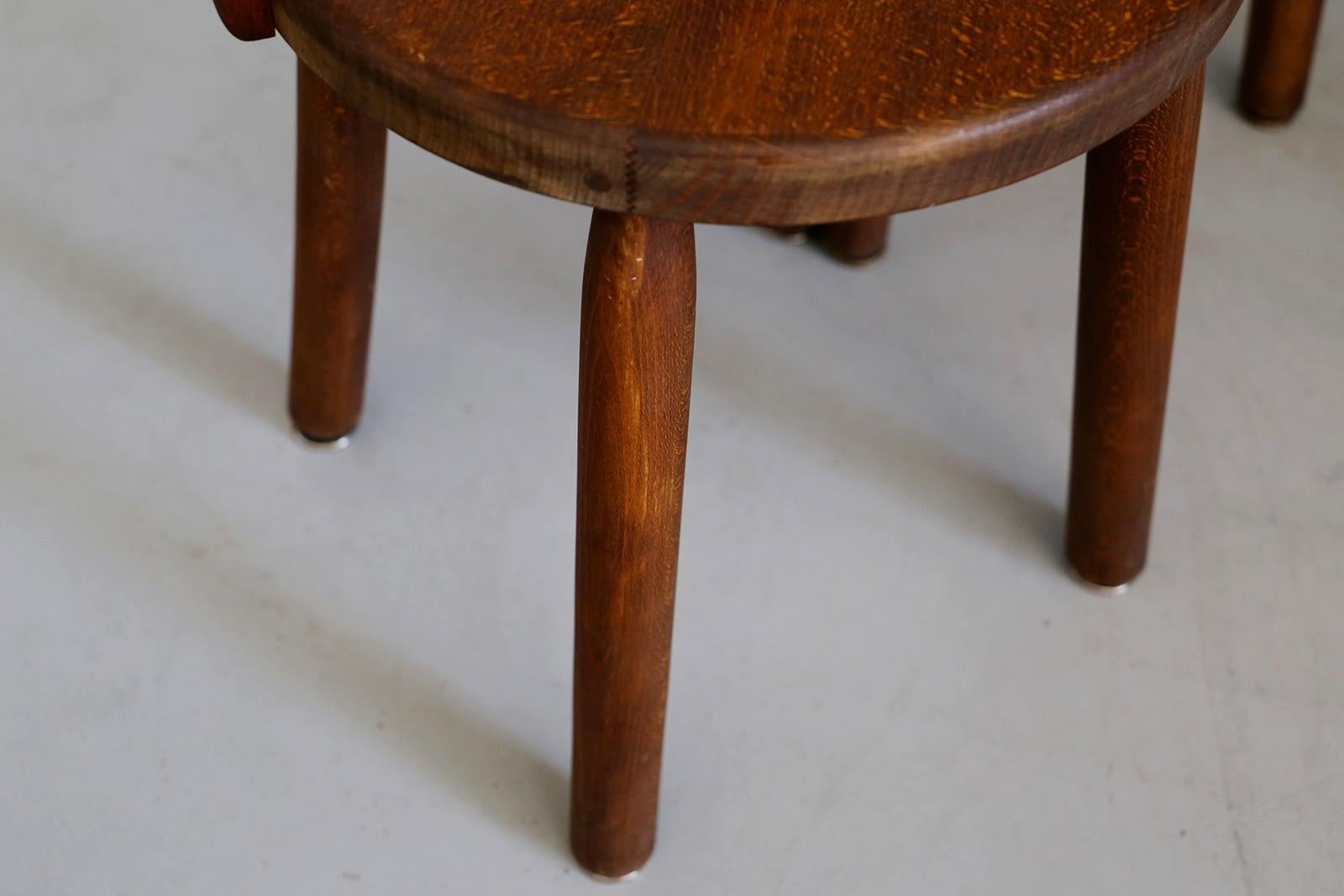 Set of Six French Midcentury Chair, in Wood of 1950s 11